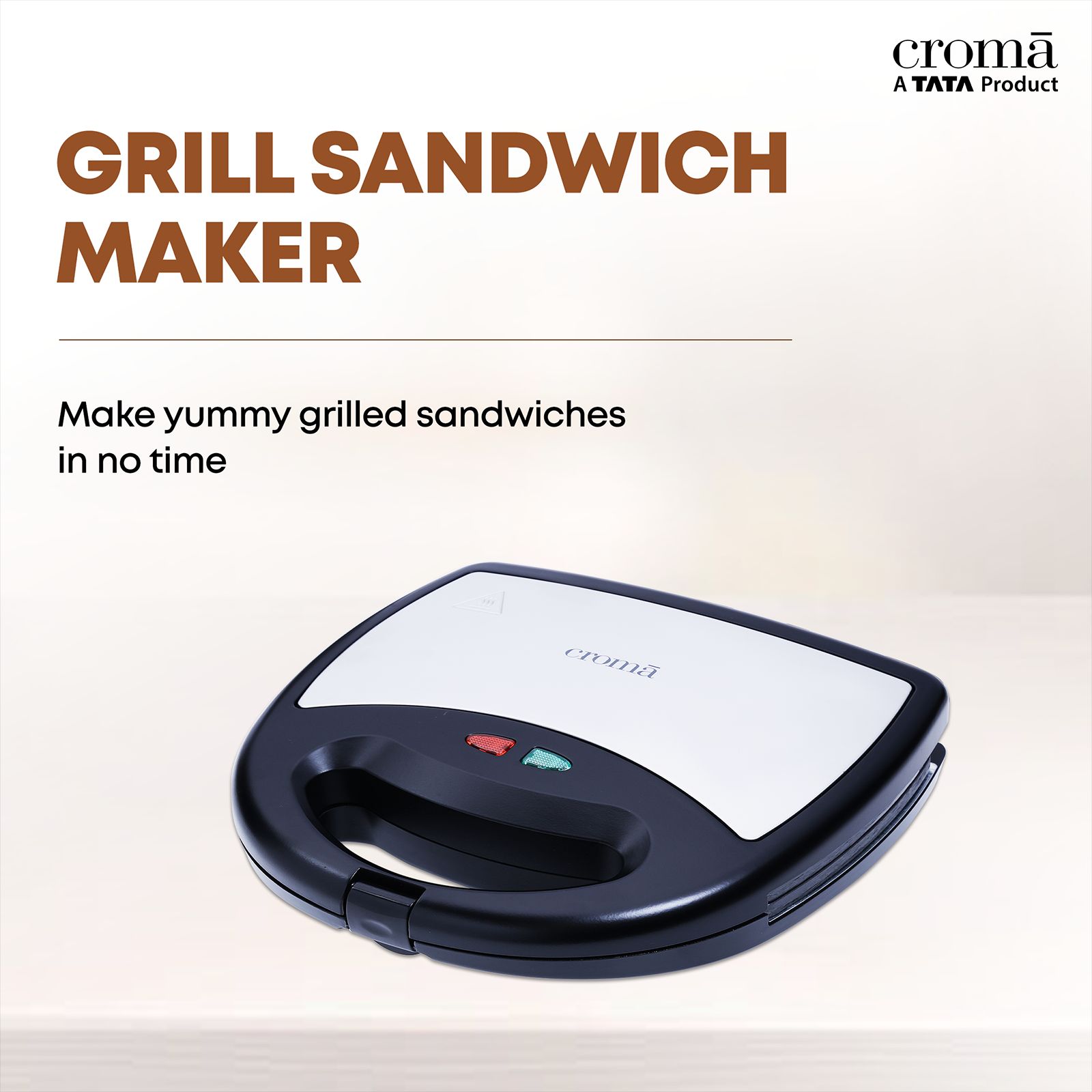 Croma 750W 2 Slice Sandwich Maker with Cool Touch Handle (Black)_4