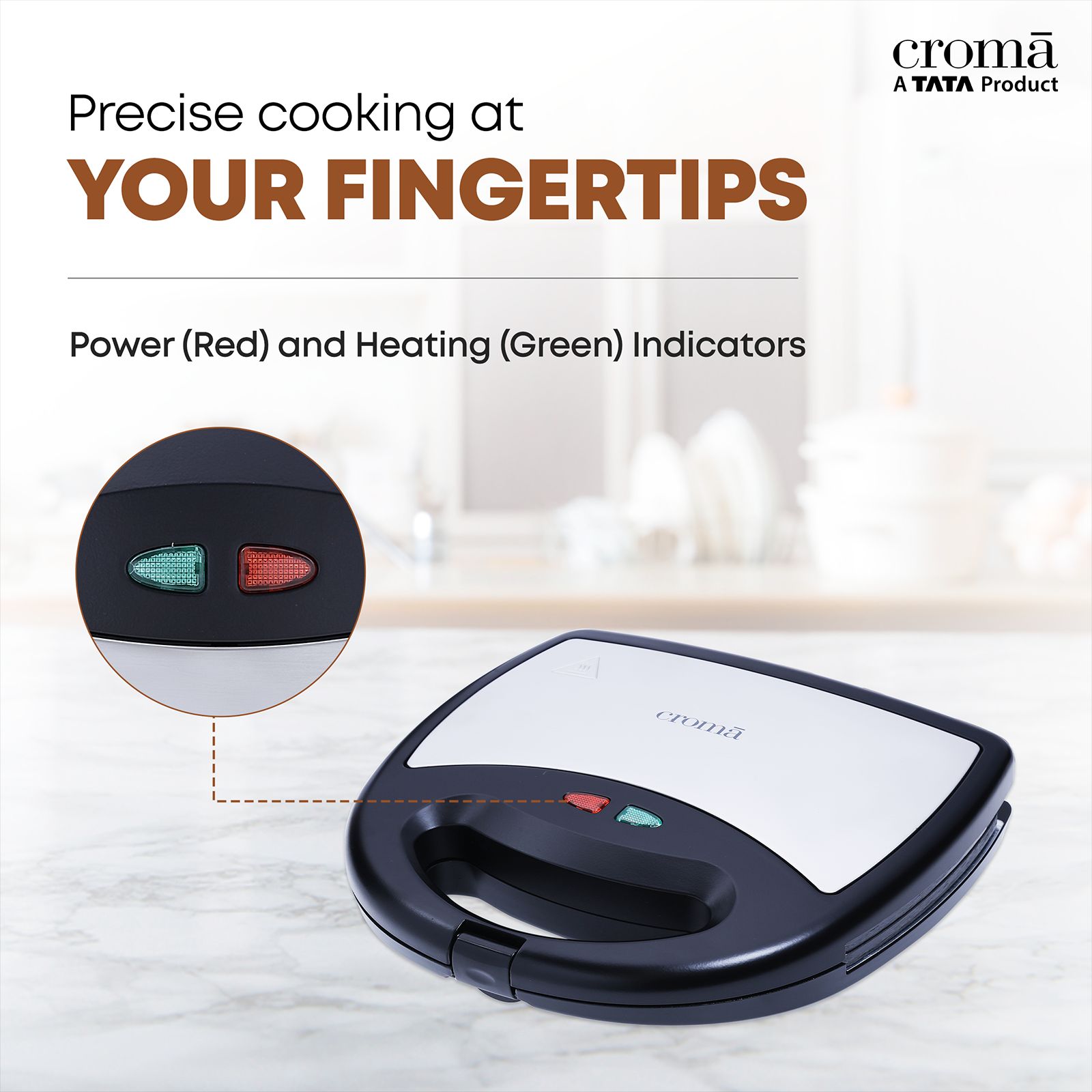 Croma 750W 2 Slice Sandwich Maker with Cool Touch Handle (Black)_6