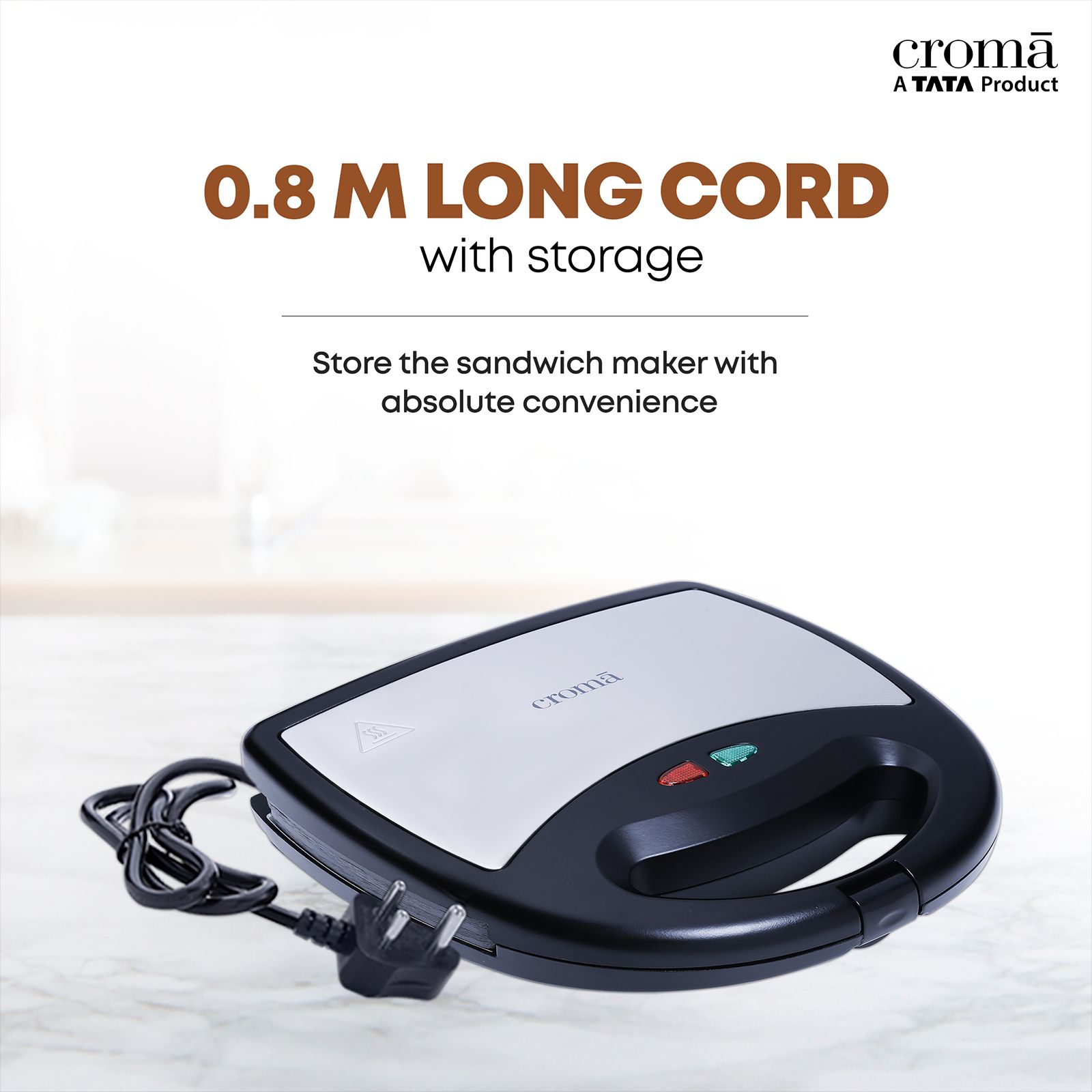 Croma 750W 2 Slice Sandwich Maker with Cool Touch Handle (Black)_9