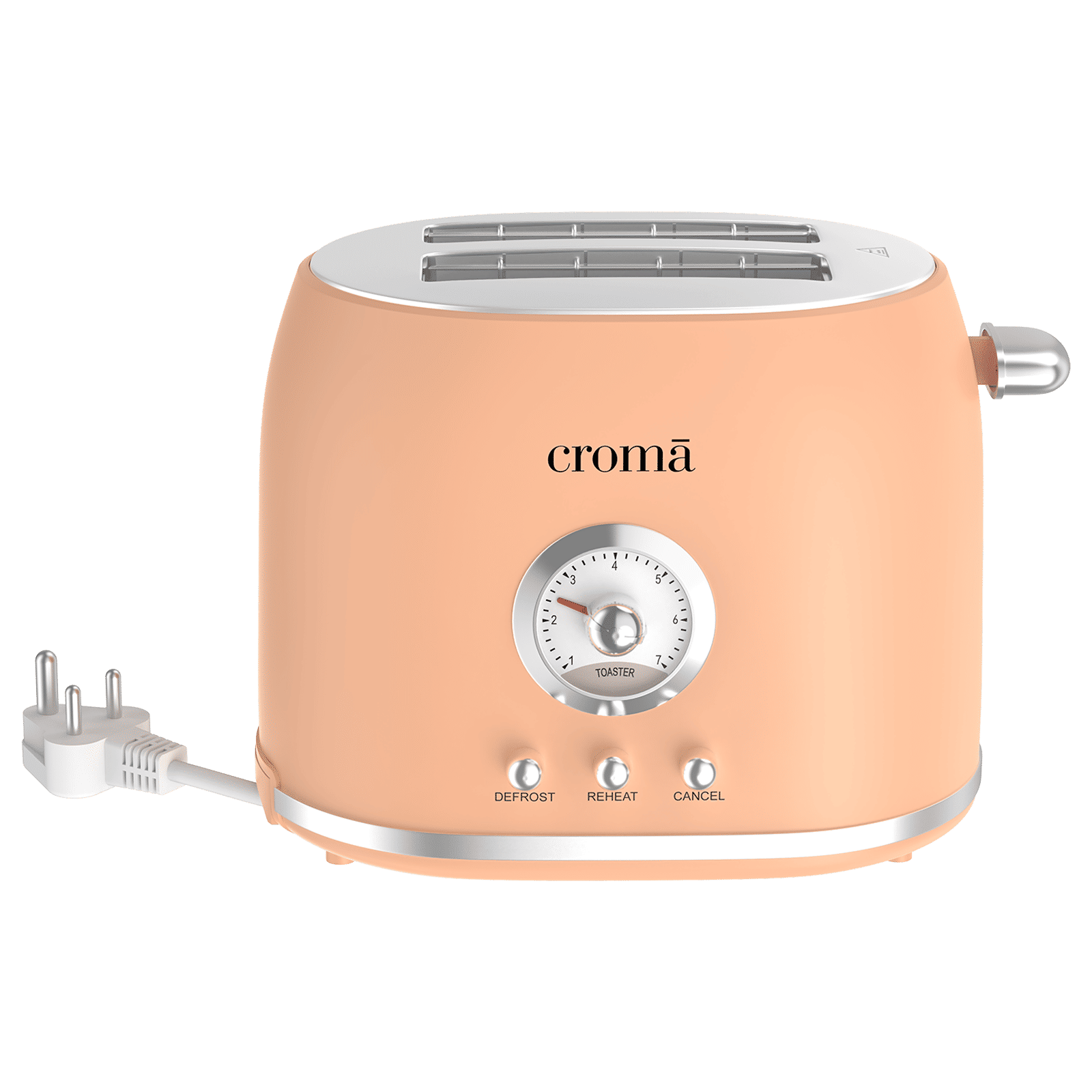 Croma 800W 2 Slice Pop-Up Toaster with Removable Crumb Tray (Peach)_7
