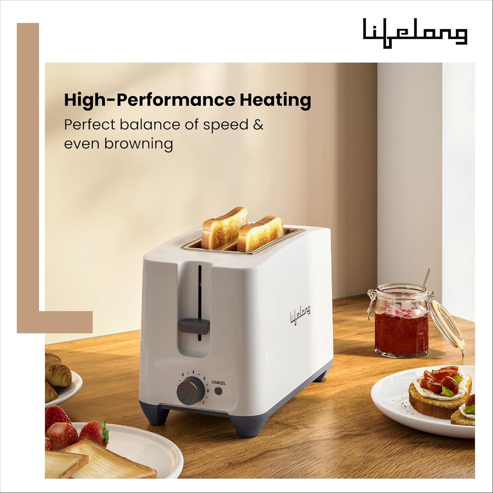 Lifelong LLPT10 650W 2 Slice Pop-Up Toaster with Auto Cut Off (White) Lifelong LLPT10 650W 2 Slice Pop-Up Toaster with Auto Cut Off (White)_3