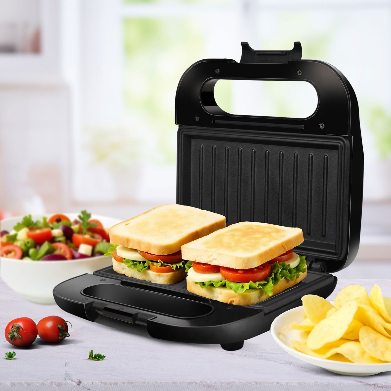 AGARO Primo 750W 2 Slice 3-in-1 Sandwich Maker with Automatic Temperature Cut Off (Black)_6