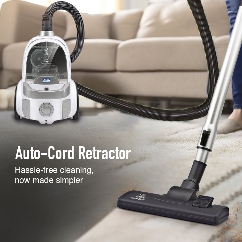 KENT Force Cyclonic 2000W Dry Vacuum Cleaner with Advanced Cleaning Technology (Auto Power Cord Retractor, Silver) KENT Force Cyclonic 2000W Dry Vacuum Cleaner with Advanced Cleaning Technology (Auto Power Cord Retractor, Silver)_6