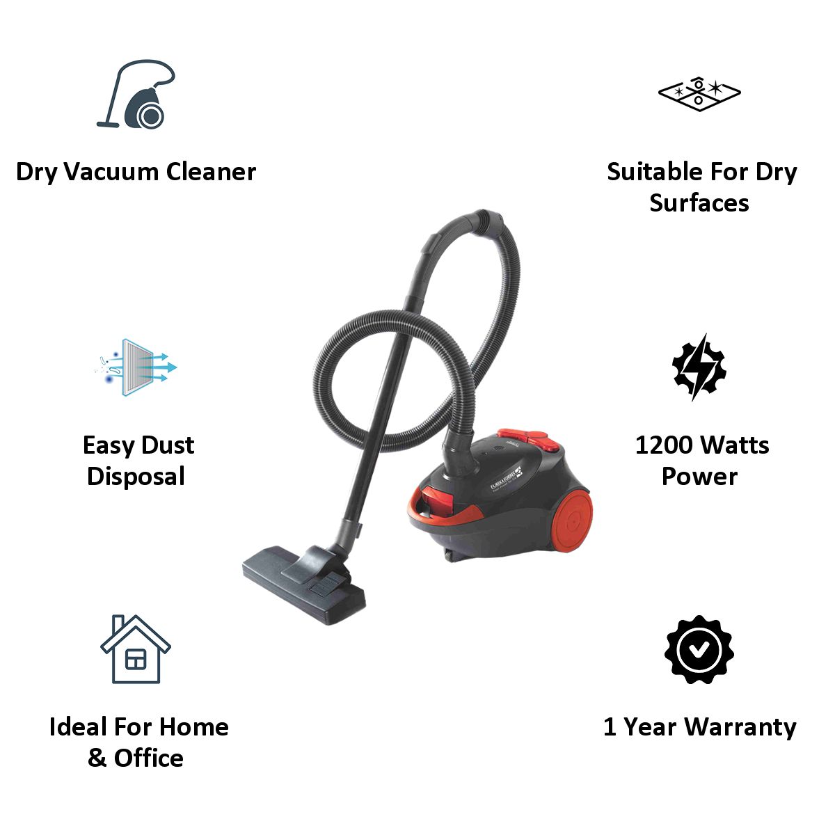 EUREKA FORBES Swift Clean 1200W Dry Vacuum Cleaner with Auto Cord Winder (Efficient Alert System, Red & Black) EUREKA FORBES Swift Clean 1200W Dry Vacuum Cleaner with Auto Cord Winder (Efficient Alert System, Red & Black)_5