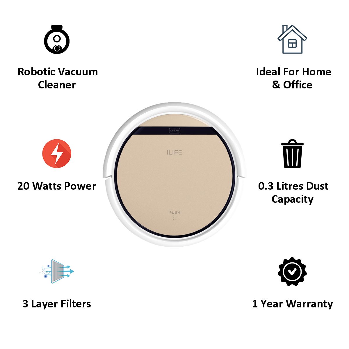 ILIFE Dry and Wet Robotic Vacuum Cleaner (V5s Pro, Gold) ILIFE Dry and Wet Robotic Vacuum Cleaner (V5s Pro, Gold)_4