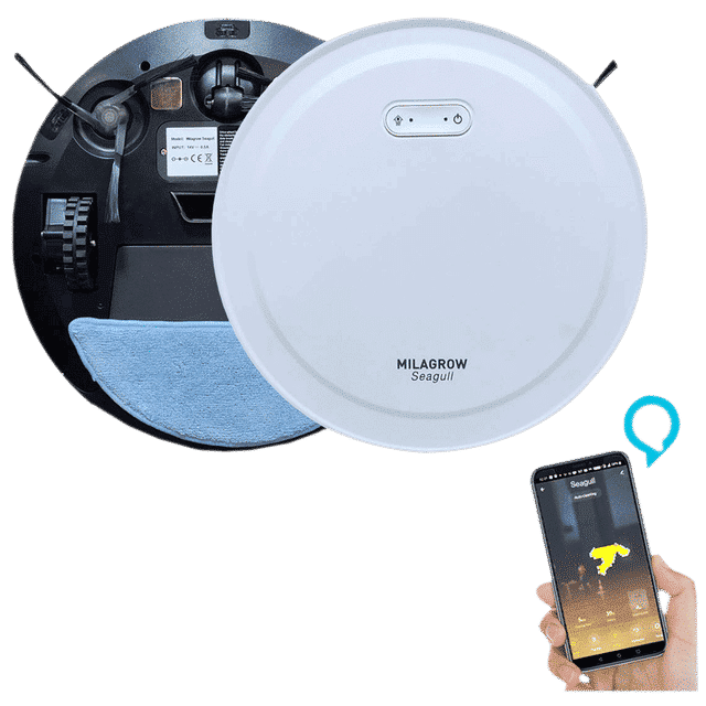 MILAGROW Seagull 30 Watts Robotic Vacuum Cleaner (Wet & Dry, Alexa Voice Enabled, 0.65 L, White)_3