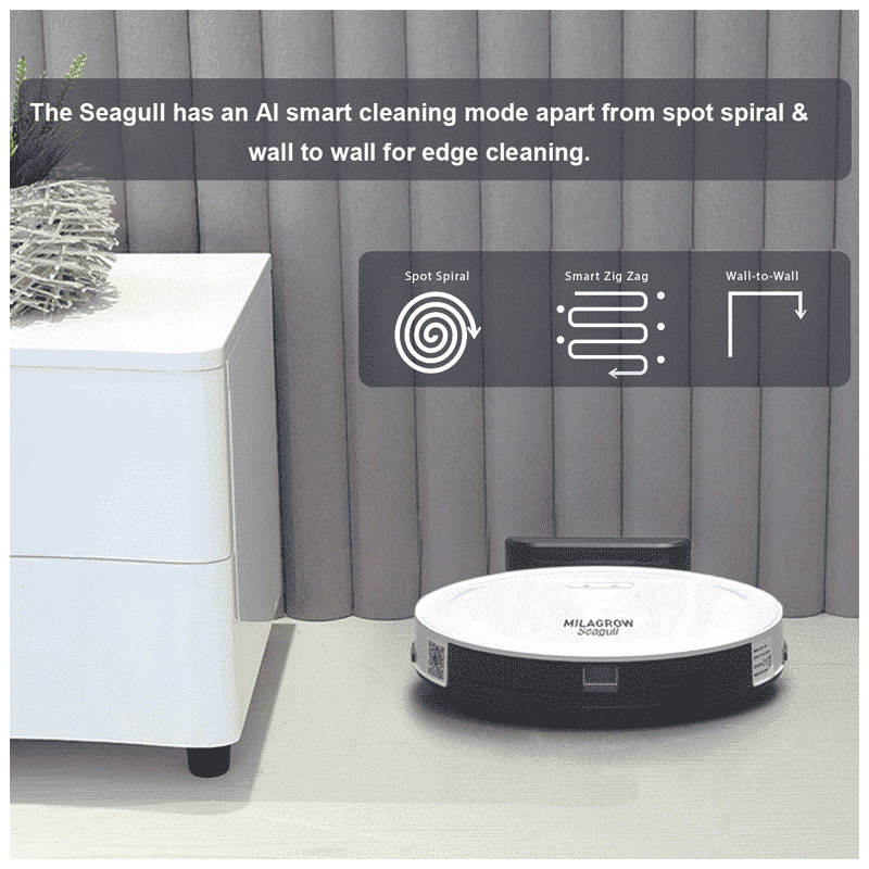 MILAGROW Seagull 30 Watts Robotic Vacuum Cleaner (Wet & Dry, Alexa Voice Enabled, 0.65 L, White)_5