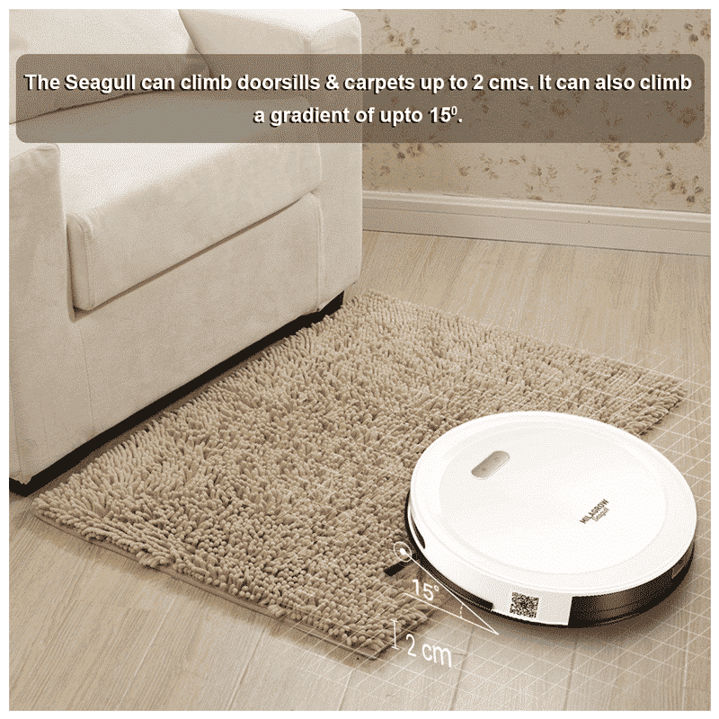 MILAGROW Seagull 30 Watts Robotic Vacuum Cleaner (Wet & Dry, Alexa Voice Enabled, 0.65 L, White)_6