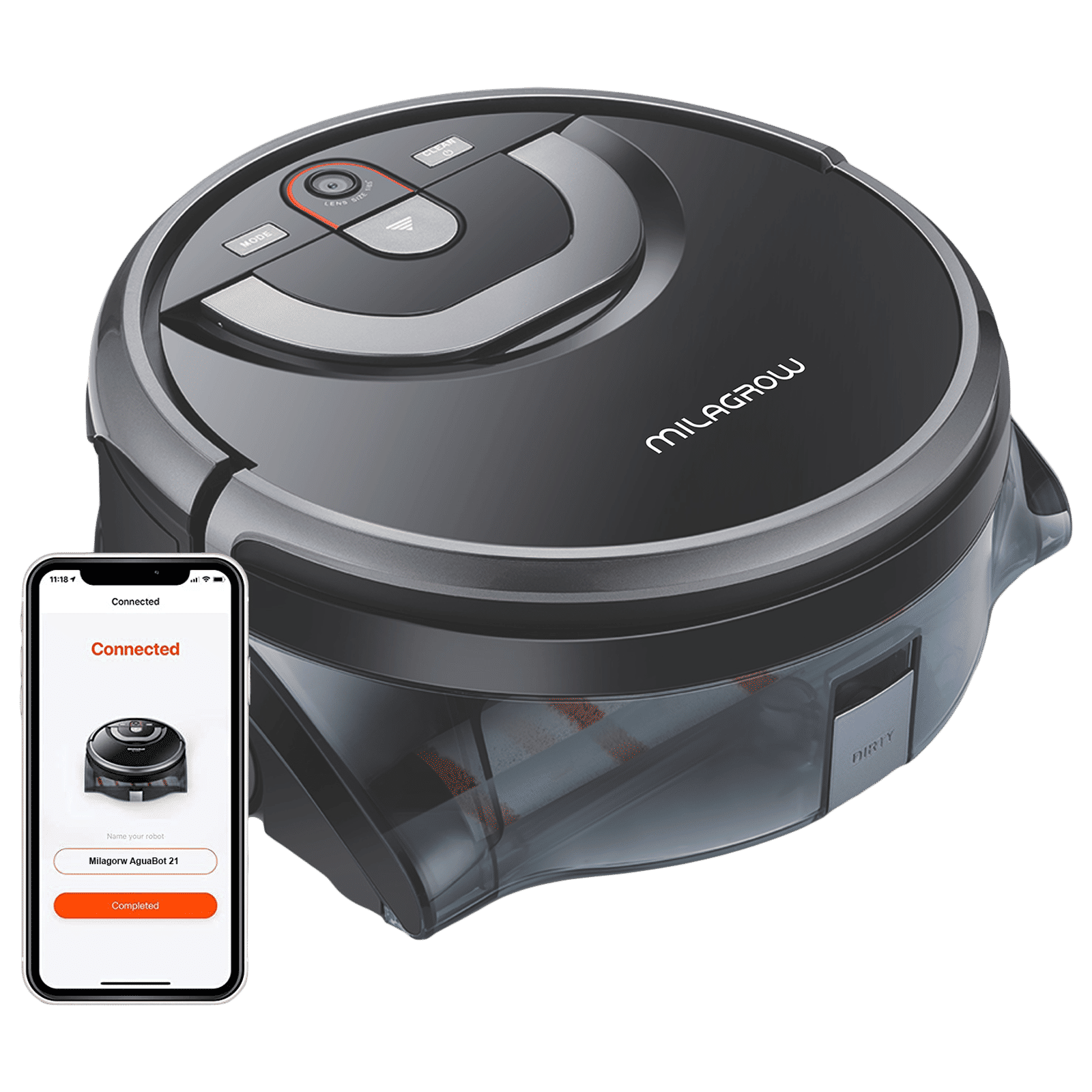 MILAGROW AguaBot 21 11.4 Watts Robotic Vacuum Cleaner (0.9 Litres Tank, MGRV25, Black/Silver) MILAGROW AguaBot 21 11.4 Watts Robotic Vacuum Cleaner (0.9 Litres Tank, MGRV25, Black/Silver)_7