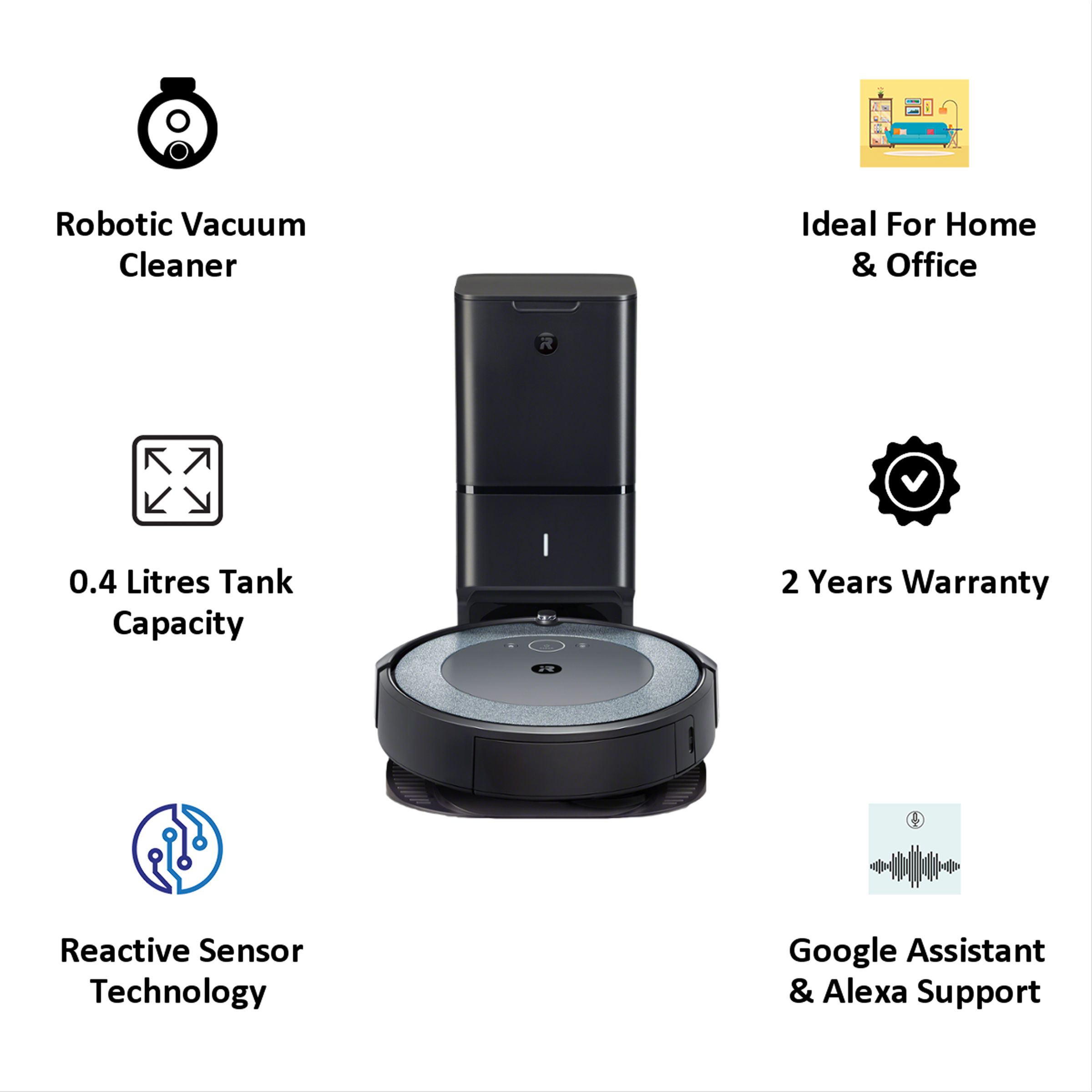 iRobot Roomba i3 Plus 1200 Watts Robotic Vacuum Cleaner (0.4 Litres Tank, i3558, Grey) iRobot Roomba i3 Plus 1200 Watts Robotic Vacuum Cleaner (0.4 Litres Tank, i3558, Grey)_6