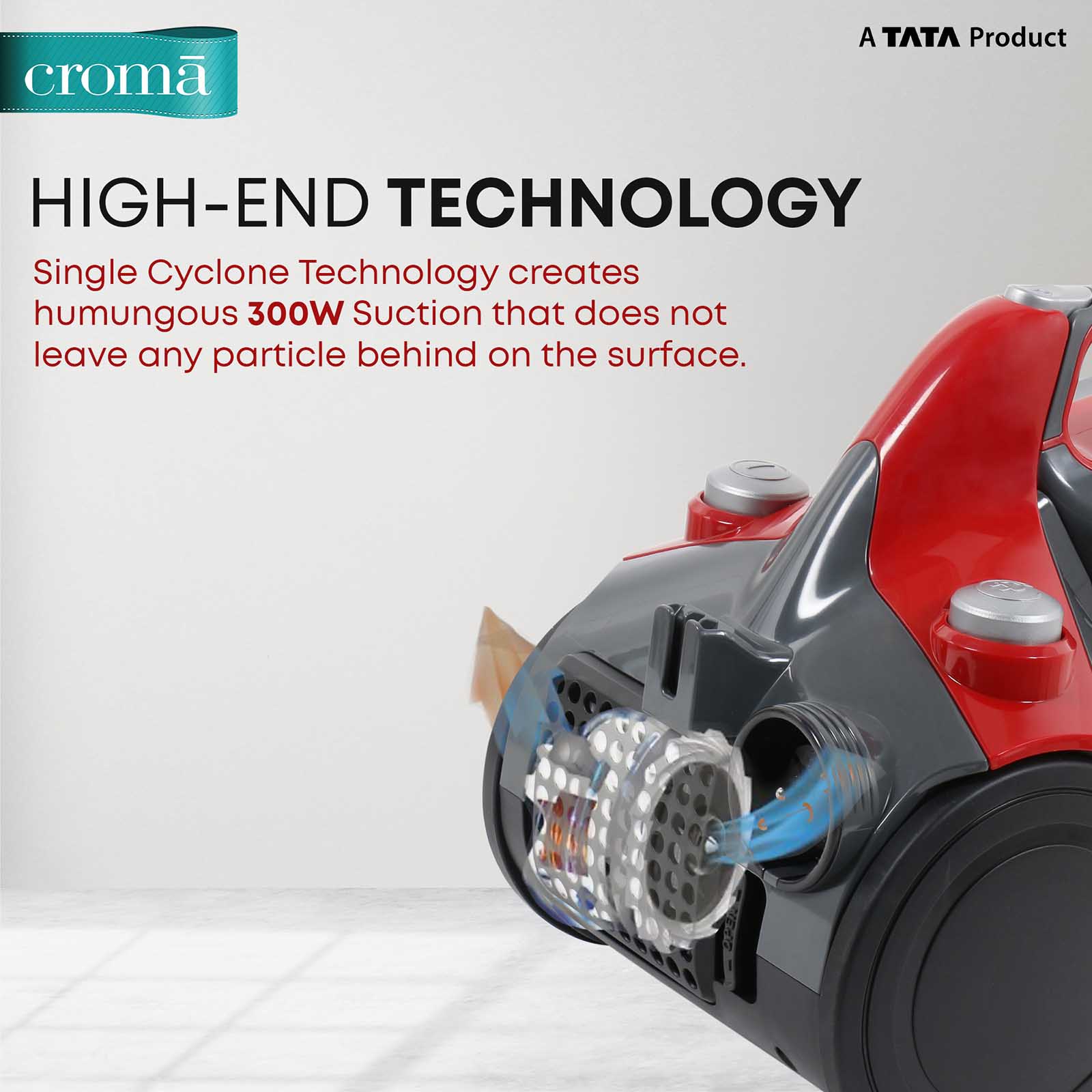 Croma 1200W Dry Vacuum Cleaner with Cyclonic Technology (Noise Free Cleaning, Red) Croma 1200W Dry Vacuum Cleaner with Cyclonic Technology (Noise Free Cleaning, Red)_8