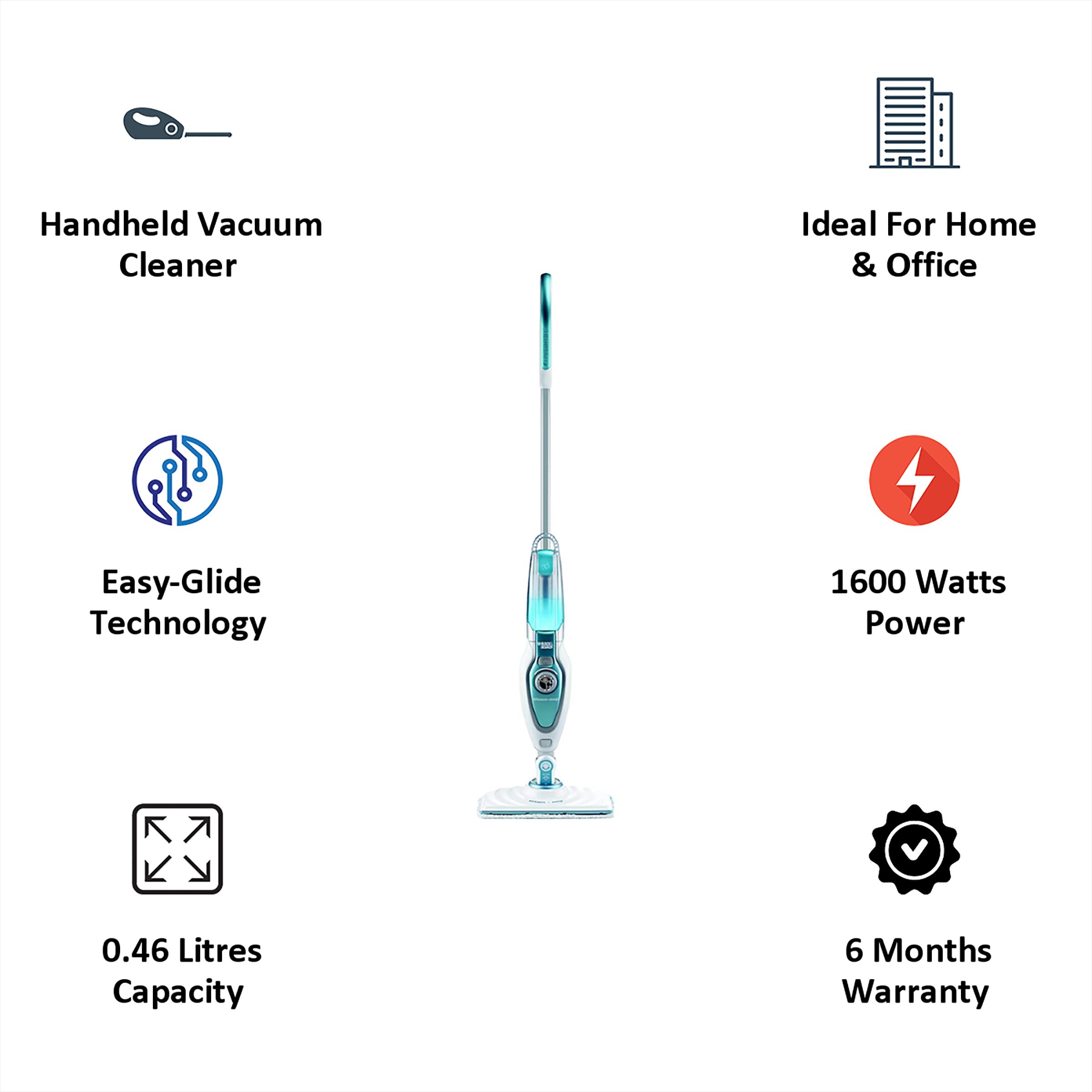 BLACK+DECKER 1600 Watts Steam Mop (0.46 Litres Tank, FSM1620-B1, White) BLACK+DECKER 1600 Watts Steam Mop (0.46 Litres Tank, FSM1620-B1, White)_4