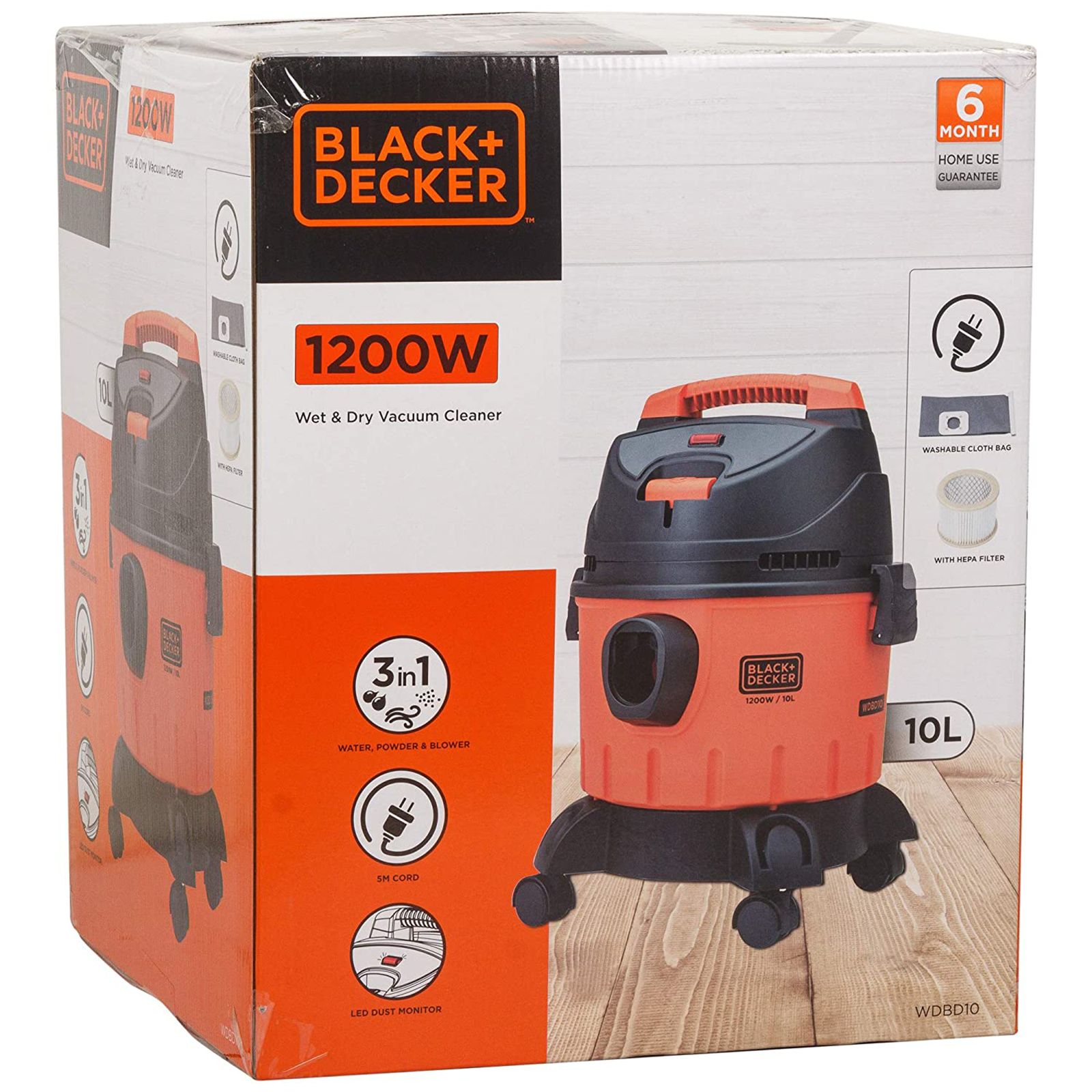 BLACK+DECKER 1200 Watts Wet & Dry Vacuum Cleaner (WDBD10-IN, Orange)_13
