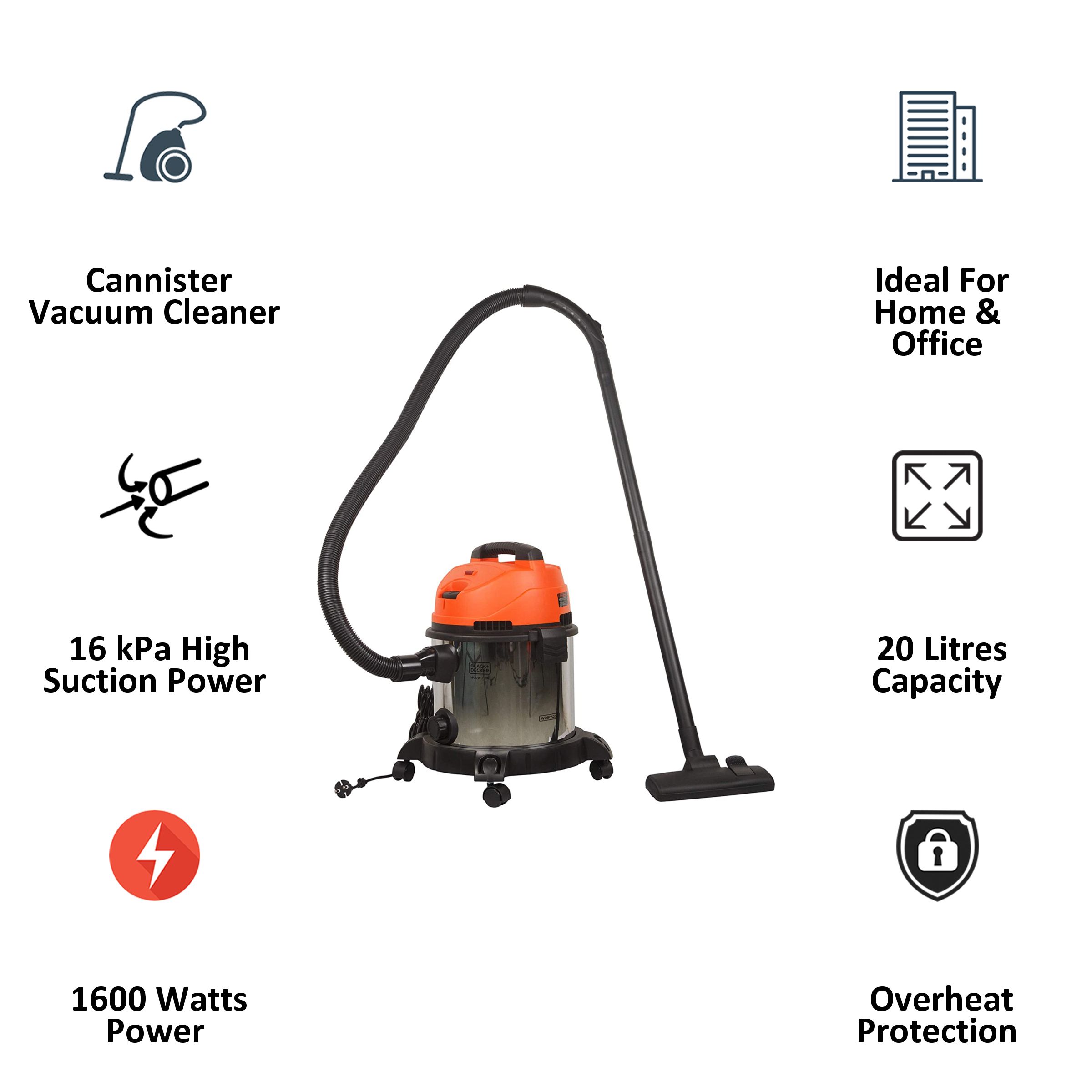 BLACK+DECKER 1600 Watts Wet & Dry Vacuum Cleaner (WDBDS20-IN, Orange) BLACK+DECKER 1600 Watts Wet & Dry Vacuum Cleaner (WDBDS20-IN, Orange)_5