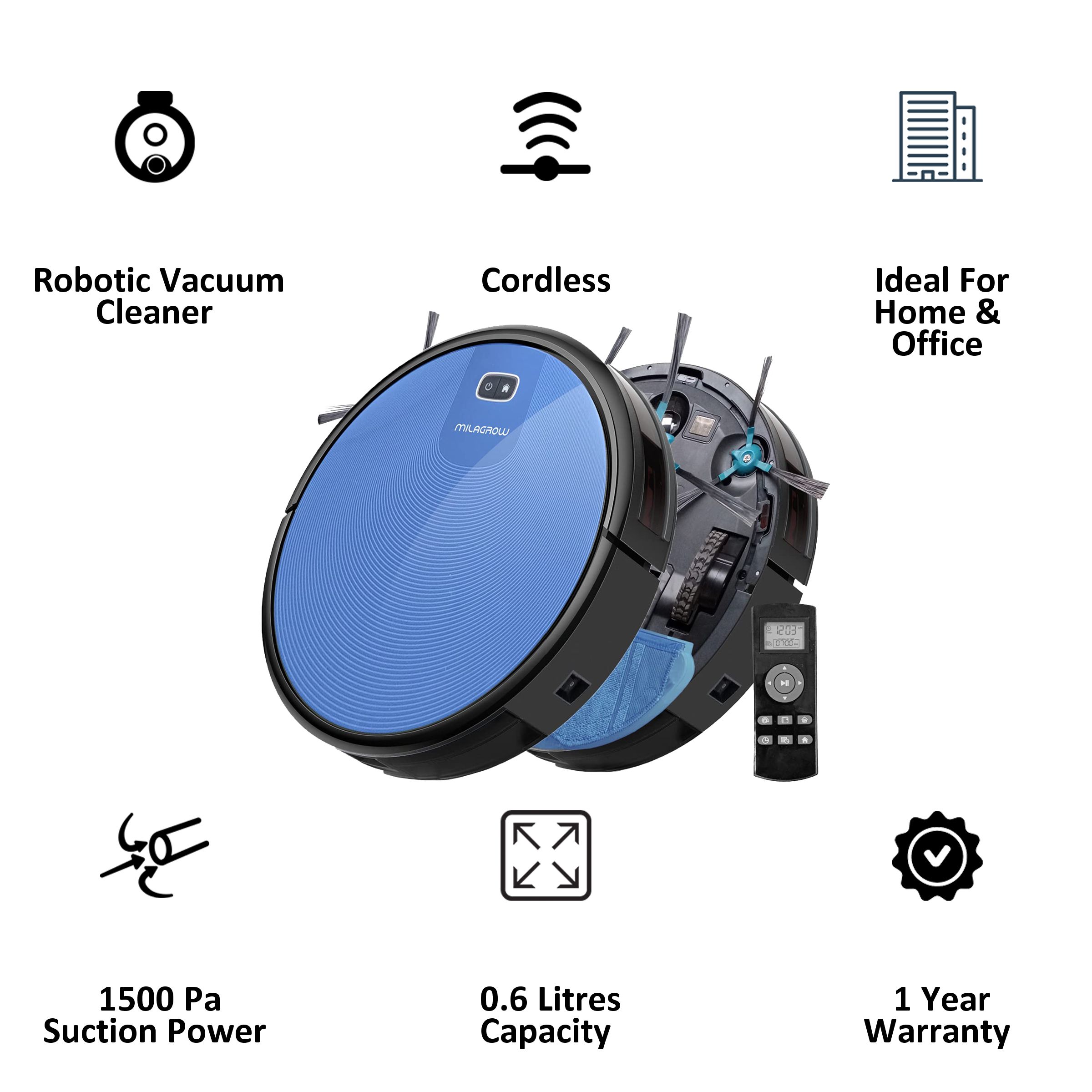MILAGROW 24 Watts Robotic Vacuum Cleaner (0.6 Litres Tank, Bluebee) MILAGROW 24 Watts Robotic Vacuum Cleaner (0.6 Litres Tank, Bluebee)_4