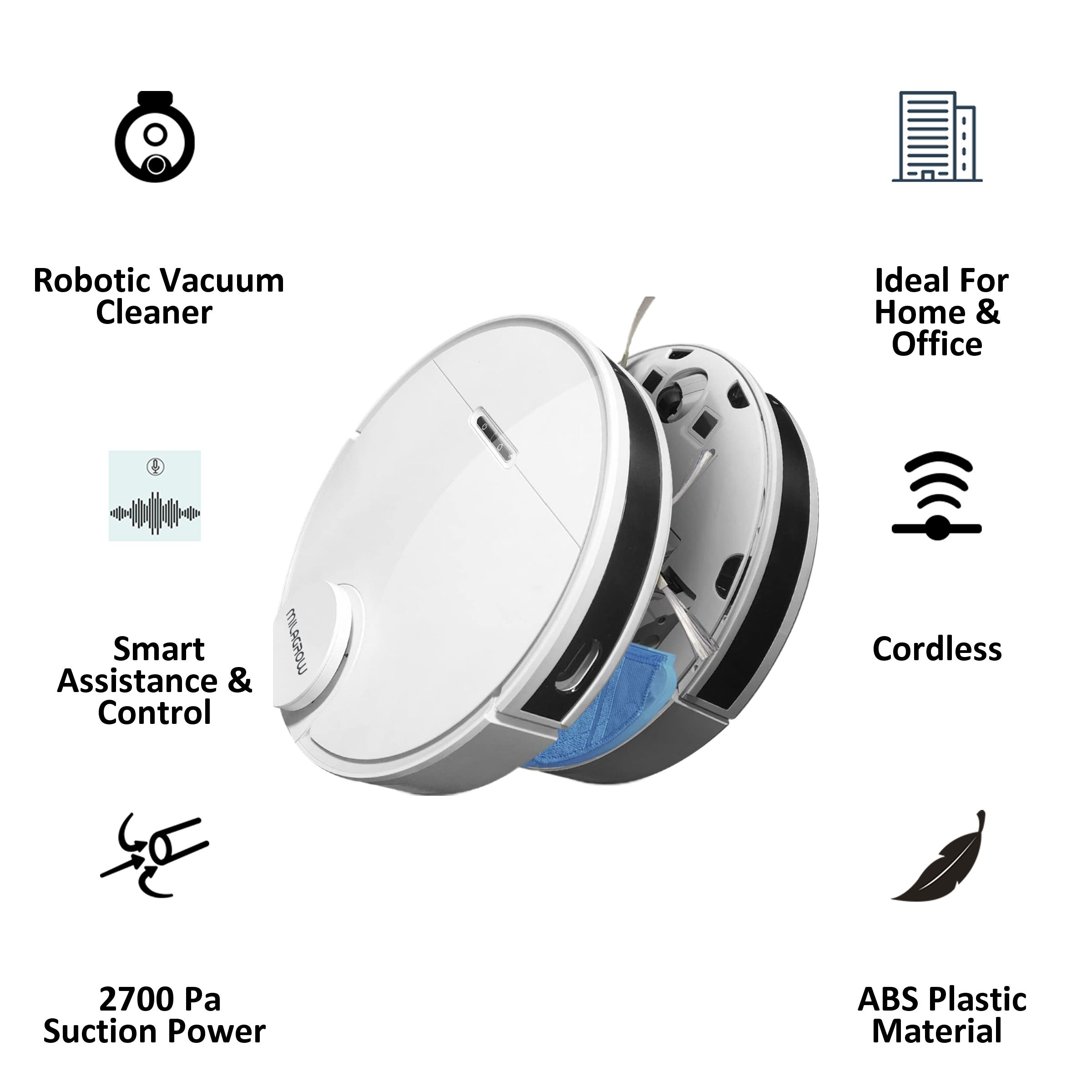 Milagrow iMap 10 50 Watts Robotic Vacuum Cleaner (0.55 Litres Tank, White) Milagrow iMap 10 50 Watts Robotic Vacuum Cleaner (0.55 Litres Tank, White)_3