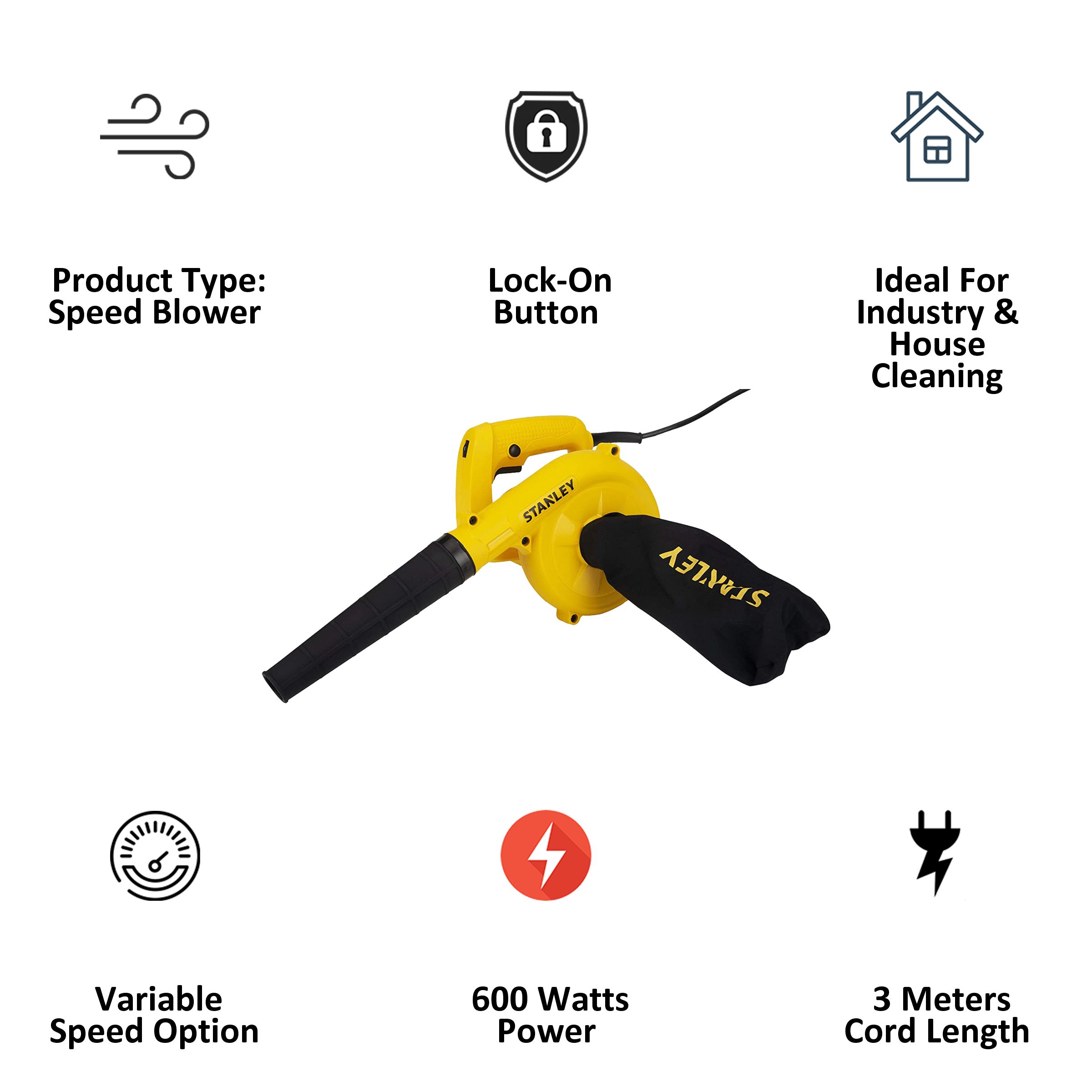 STANLEY 600 Watts Speed Blower (Variable Speed, STPT600-IN, Yellow)_8