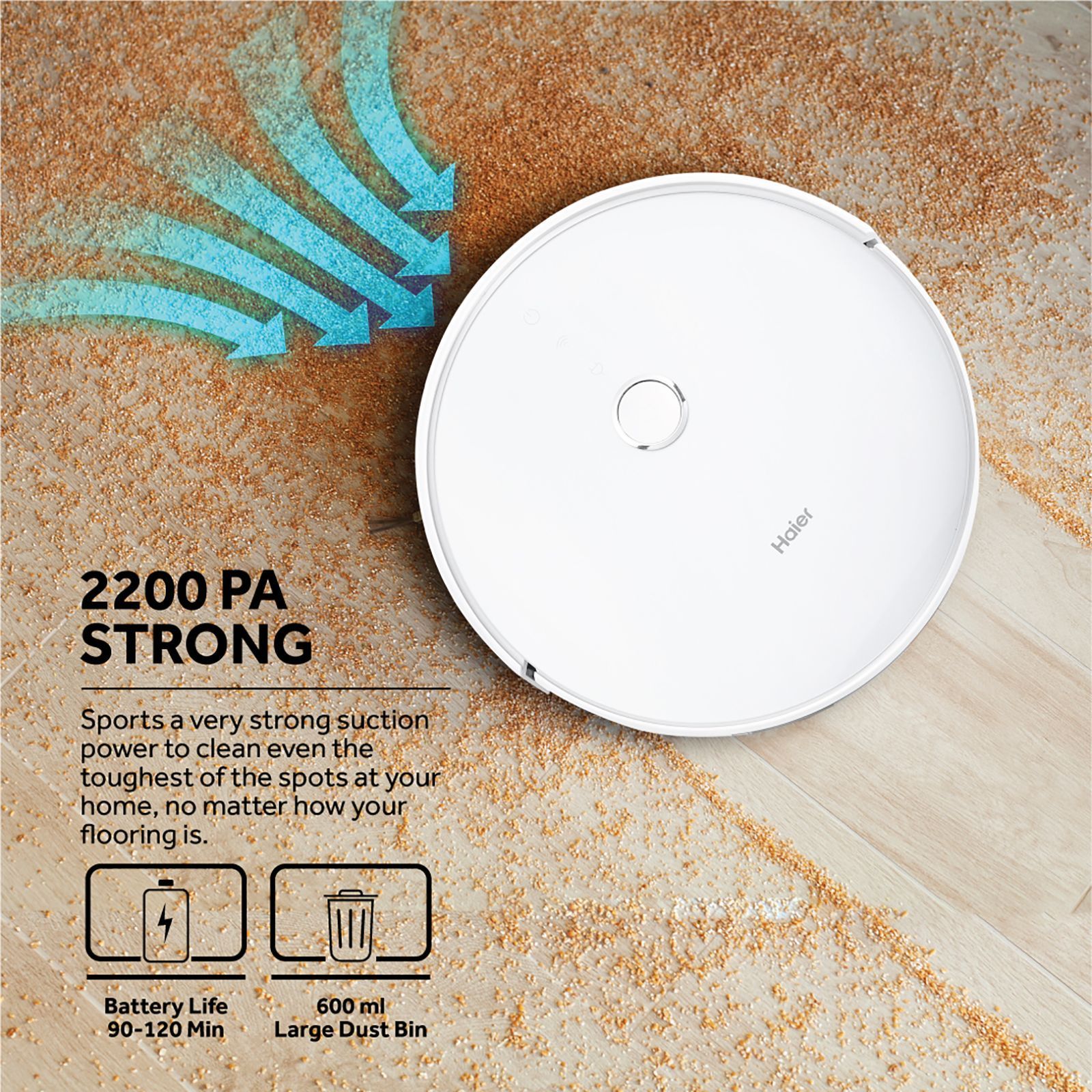 Haier Smart Robotic Vacuum Cleaner & Mop with Wi-Fi Connectivity (Alexa & Google Assistant, Silver)_6