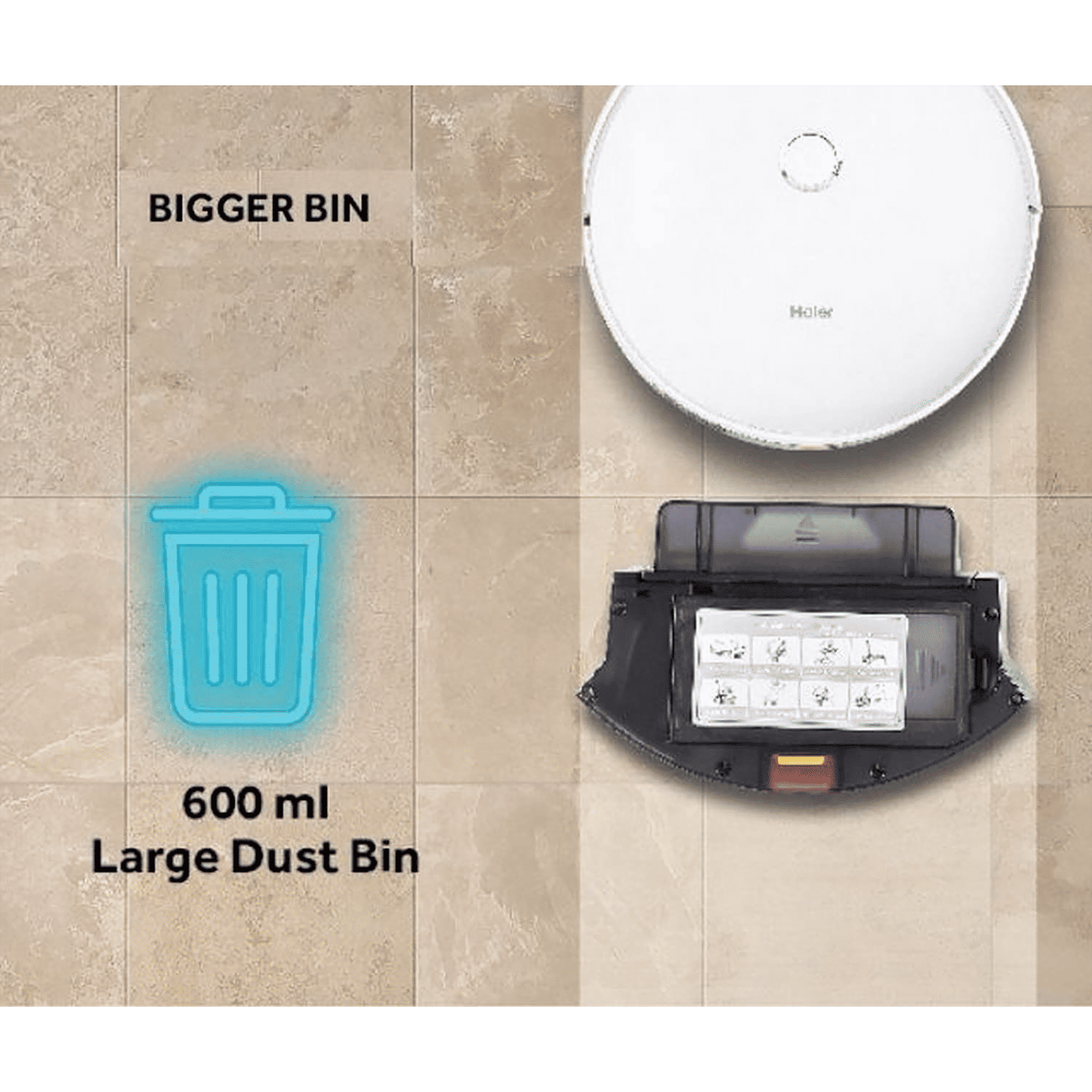 Haier Smart Robotic Vacuum Cleaner & Mop with Wi-Fi Connectivity (Alexa & Google Assistant, Silver)_2