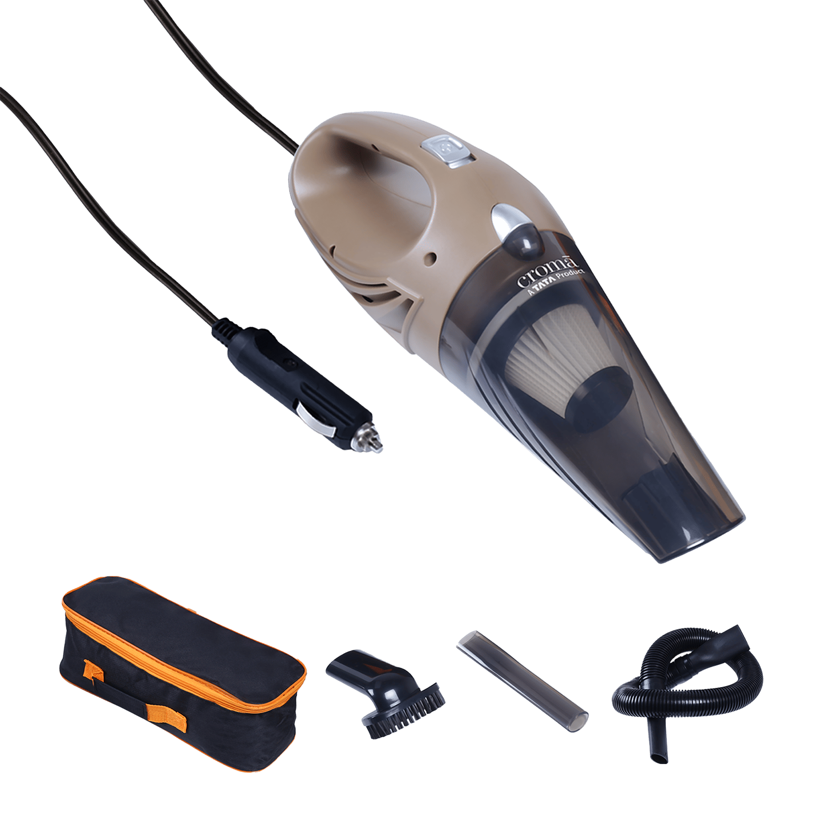 Croma 106W Car Vacuum Cleaner with Bagless Dust Tank (Strong Suction, Brown)_16