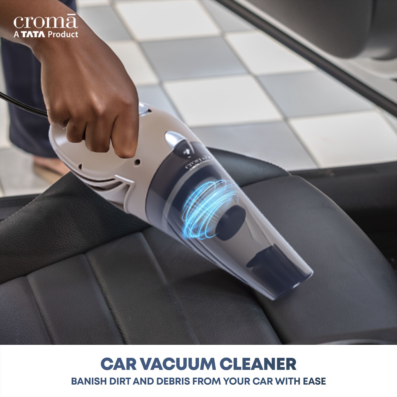 Croma 106W Car Vacuum Cleaner with Bagless Dust Tank (Strong Suction, Brown)_17