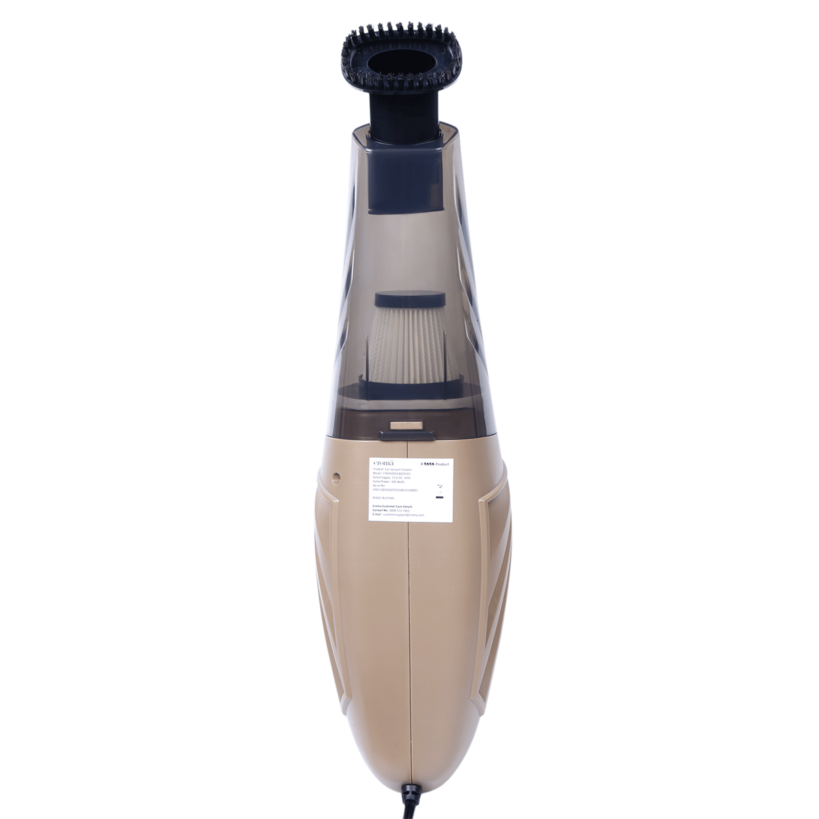 Croma 106W Car Vacuum Cleaner with Bagless Dust Tank (Strong Suction, Brown)_8