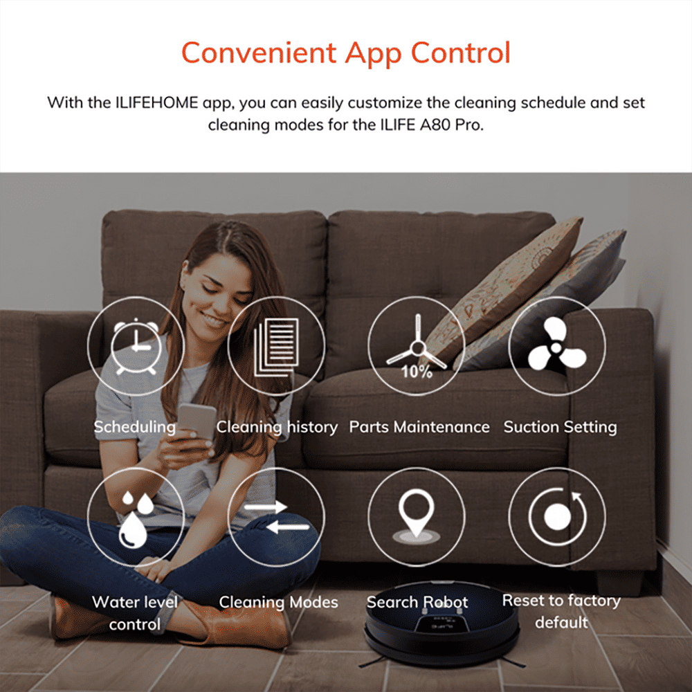 ILIFE A80 Pro Robotic Vacuum Cleaner & Mop with Wi-Fi Connectivity (Alexa & Google Assistant, Gradient Blue) ILIFE A80 Pro Robotic Vacuum Cleaner & Mop with Wi-Fi Connectivity (Alexa & Google Assistant, Gradient Blue)_16