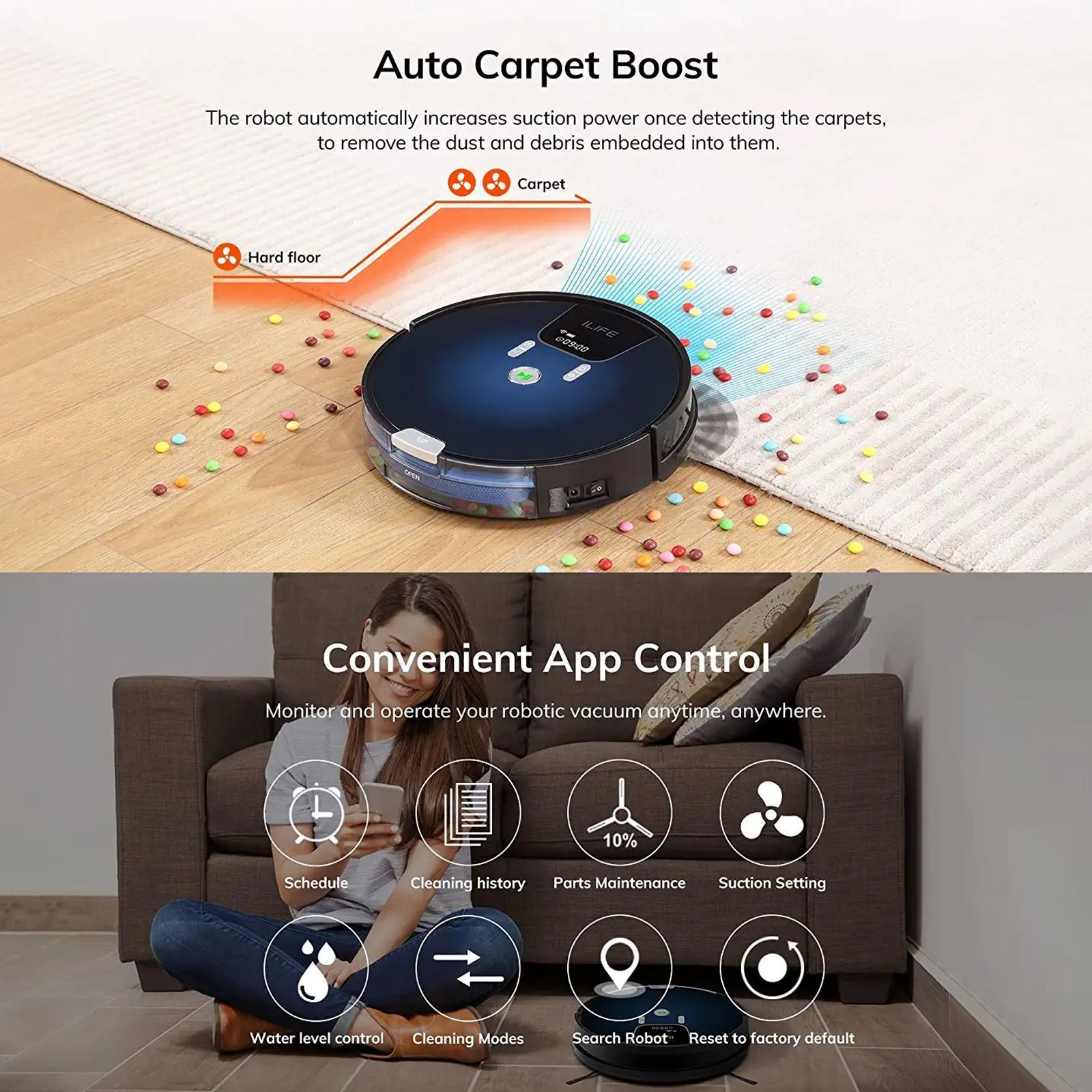 ILIFE A80 Pro Robotic Vacuum Cleaner & Mop with Wi-Fi Connectivity (Alexa & Google Assistant, Gradient Blue) ILIFE A80 Pro Robotic Vacuum Cleaner & Mop with Wi-Fi Connectivity (Alexa & Google Assistant, Gradient Blue)_6