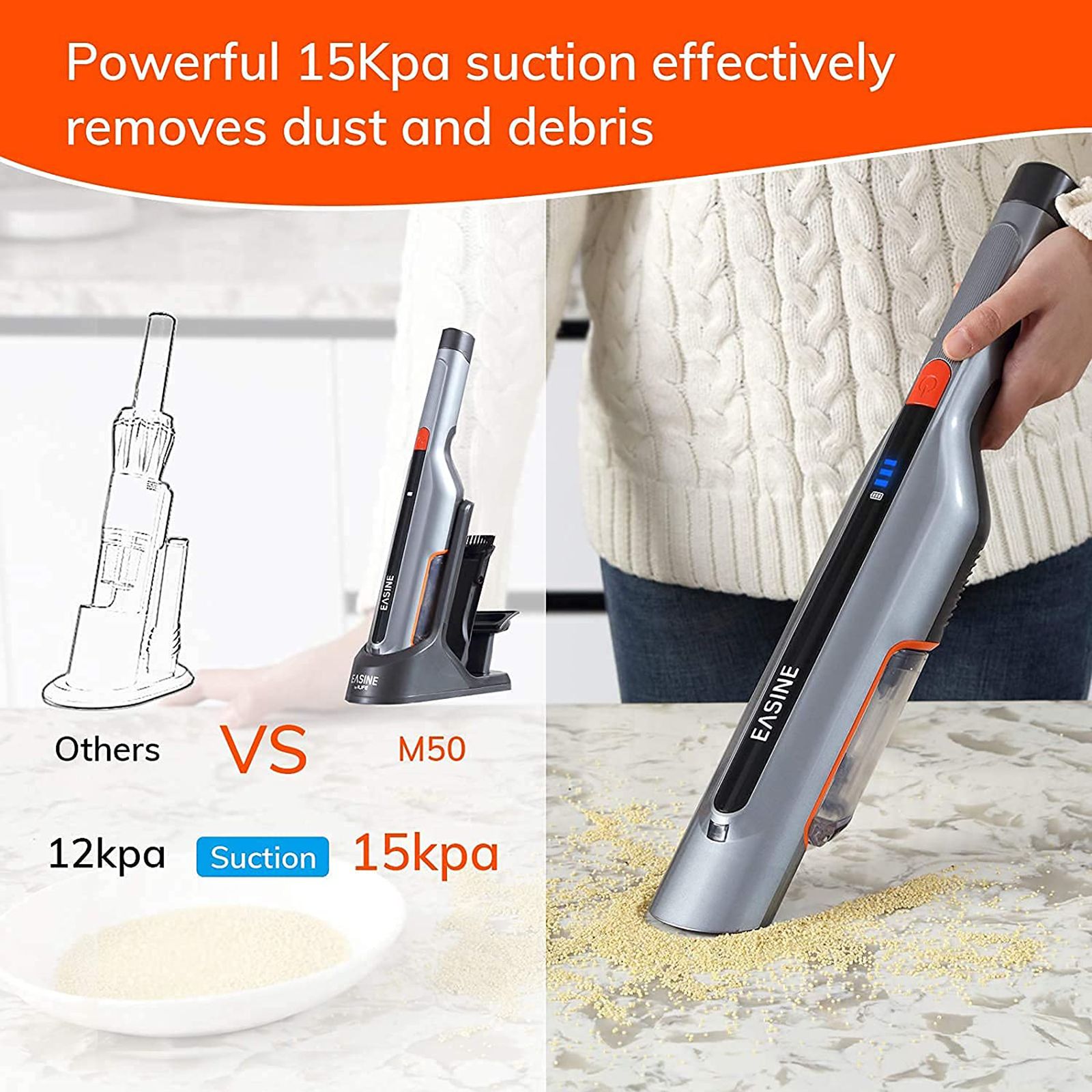 ILIFE Easine Handheld Vacuum Cleaner (150ml Tank, M50, Grey) ILIFE Easine Handheld Vacuum Cleaner (150ml Tank, M50, Grey)_5