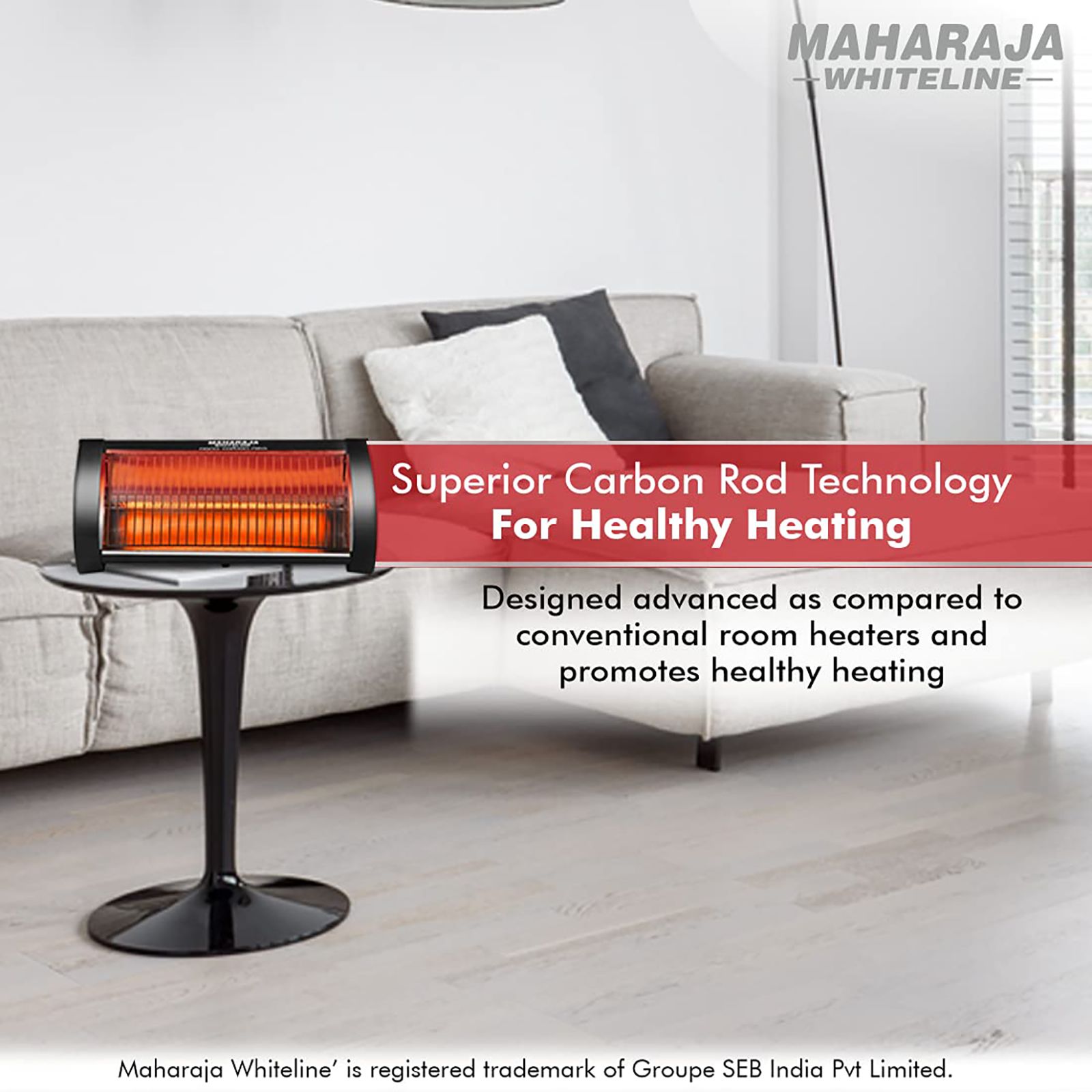 MAHARAJA WHITELINE Nano Carbon 500 Watts Carbon Room Heater (Low Glare Technology, Black)_6