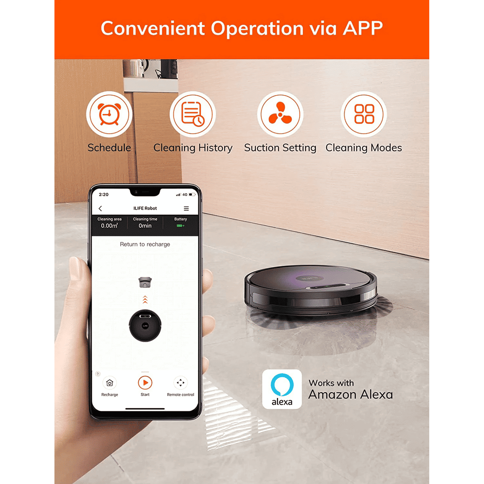ILIFE V3s Max Robotic Vacuum Cleaner & Mop with Wi-Fi Connectivity (Alexa & Google Assistant, Purple)_4