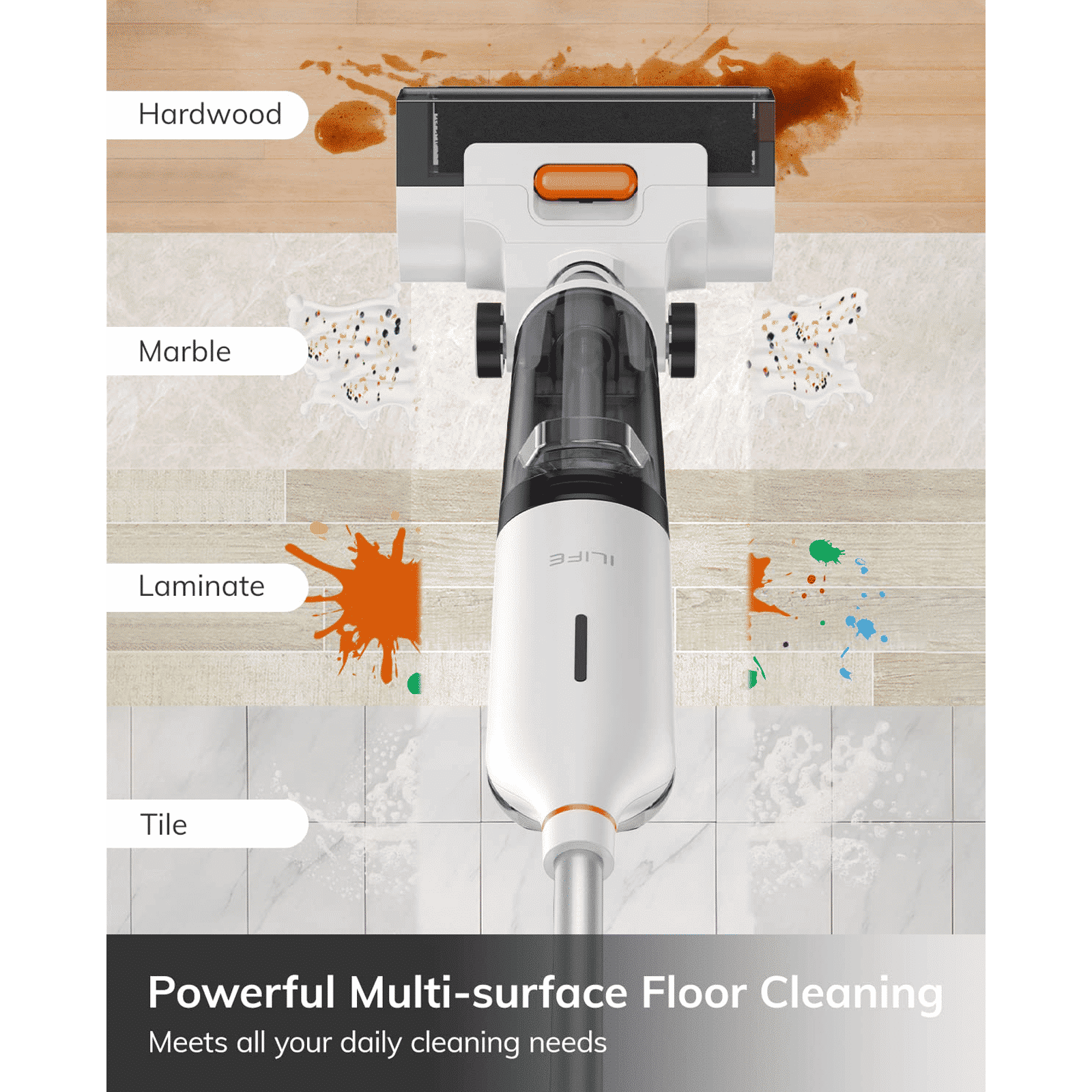 ILIFE W90 150W Cordless Wet & Dry Vacuum Cleaner with Smart Voice & Light Reminder (3-in-1 Cleaning System, White)_2
