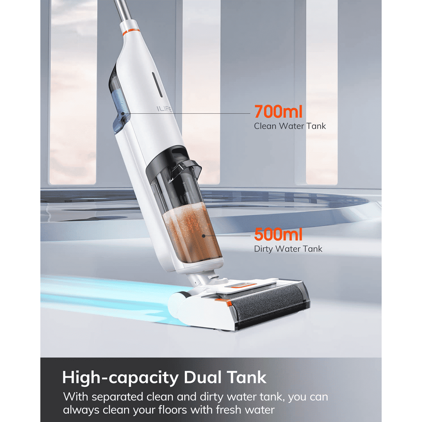 ILIFE W90 150W Cordless Wet & Dry Vacuum Cleaner with Smart Voice & Light Reminder (3-in-1 Cleaning System, White)_4