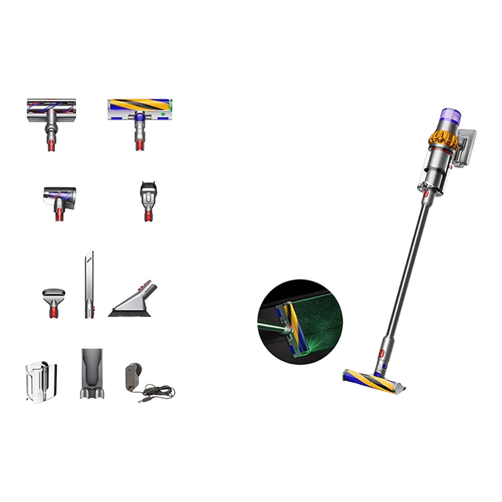 dyson V15 Detect 240W Cordless Dry Vacuum Cleaner with Anti-tangle Technology (LCD Screen, Yellow & Nickel)_11
