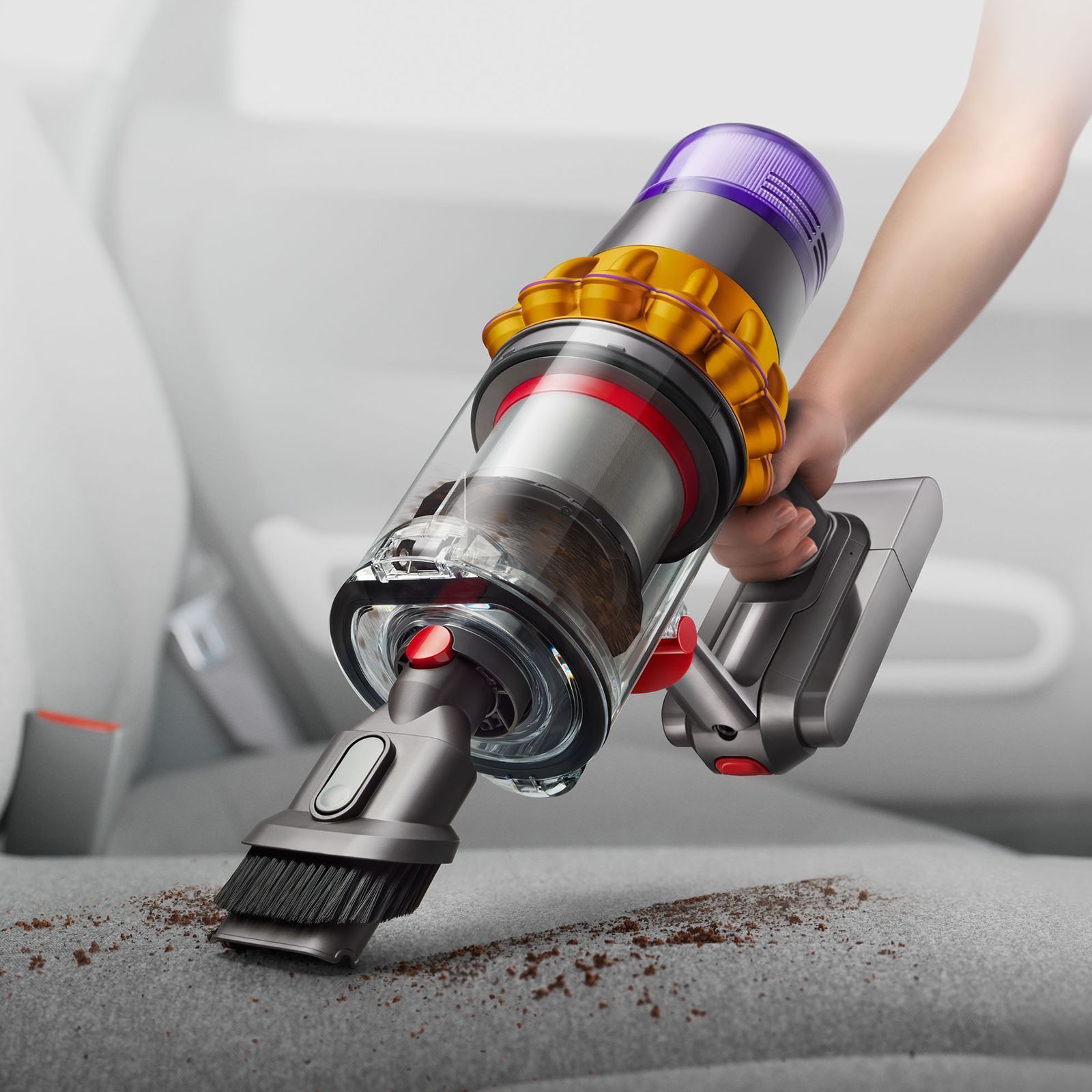 dyson V15 Detect 240W Cordless Dry Vacuum Cleaner with Anti-tangle Technology (LCD Screen, Yellow & Nickel)_5