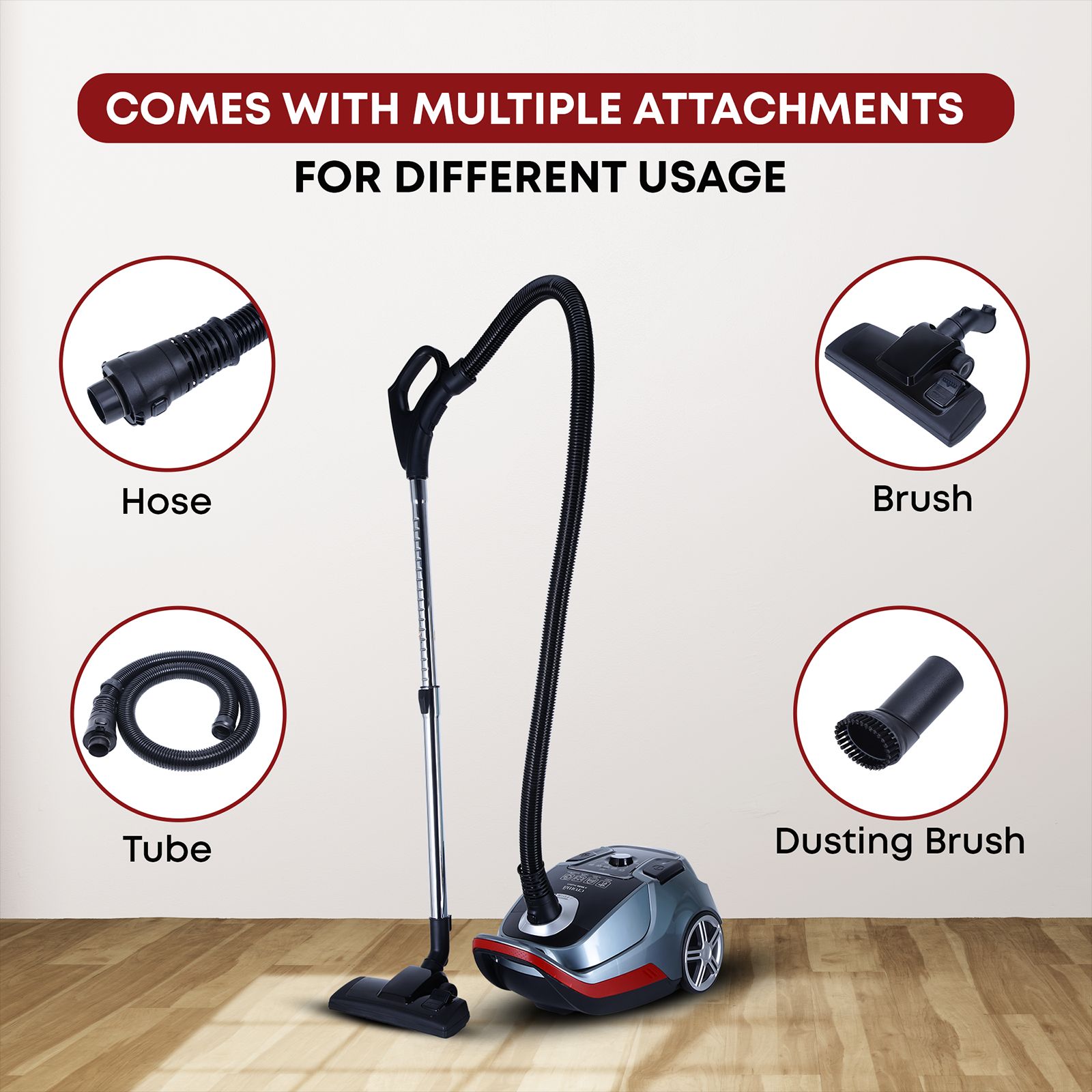 Croma 2000 W Dry Vacuum Cleaner with Hepa Filter (Bagged Dust Collection, Grey)_18