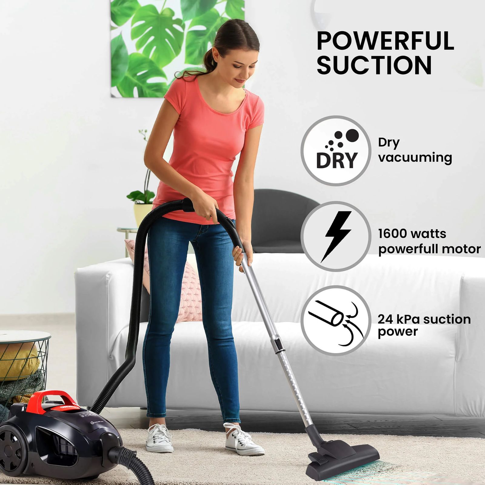 AGARO ICON 1600 Watts Dry Vacuum Cleaner (1.5 Litres Tank, 33424, Black and Red) AGARO ICON 1600 Watts Dry Vacuum Cleaner (1.5 Litres Tank, 33424, Black and Red)_4