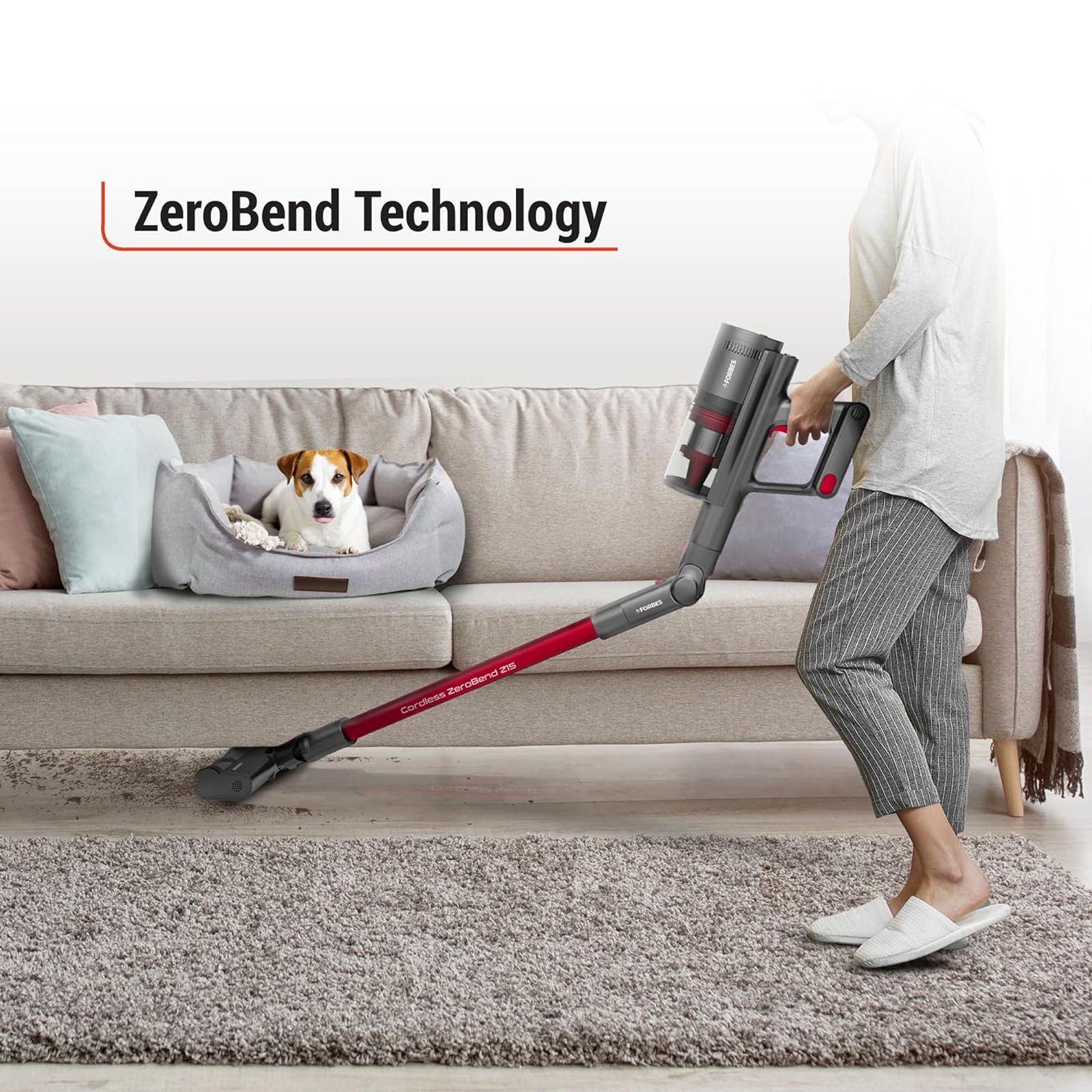 EUREKA FORBES ZeroBend Z15 450W Cordless Dry Vacuum Cleaner with Cyclonic Technology (3-in-1 Motorised Floor Brush, Red & Dark Grey)_10
