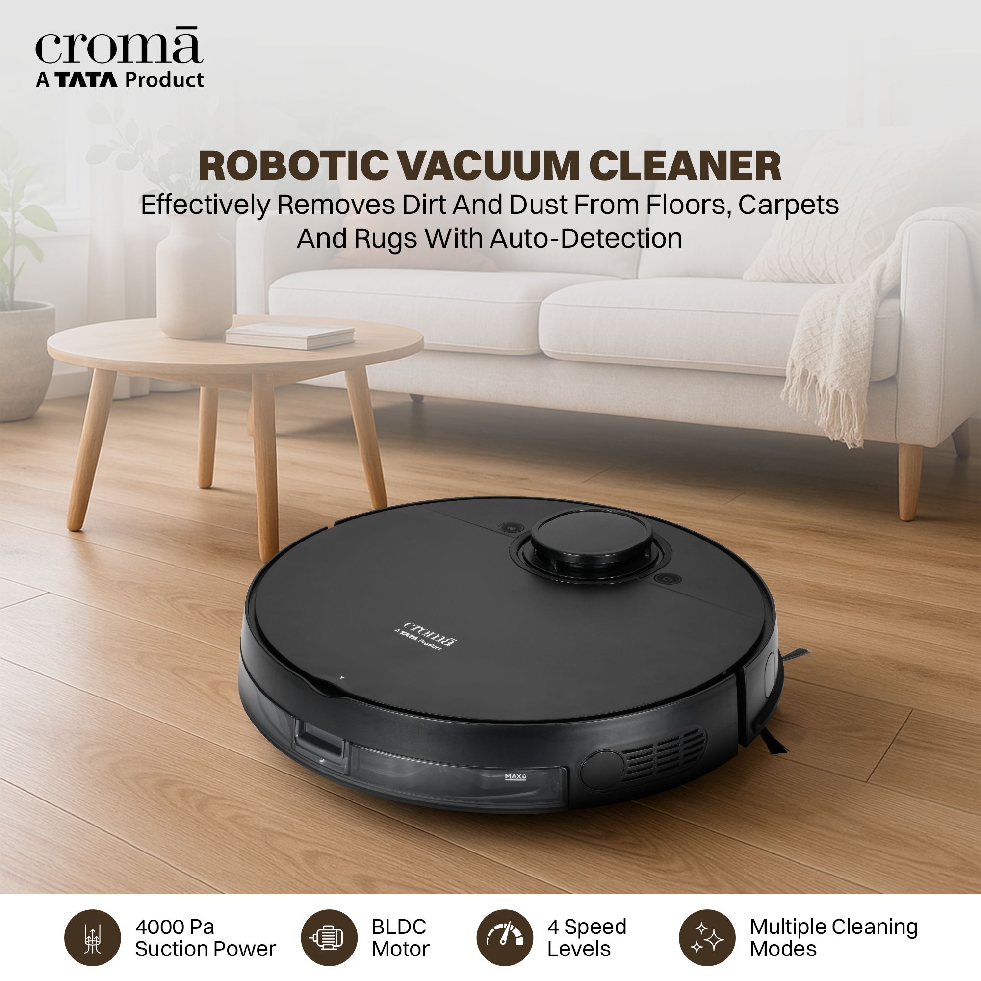 Croma AV5005 Robotic Vacuum Cleaner with 5th Gen LDS Technology (Automatic Self Charging, Black) Croma AV5005 Robotic Vacuum Cleaner with 5th Gen LDS Technology (Automatic Self Charging, Black)_17