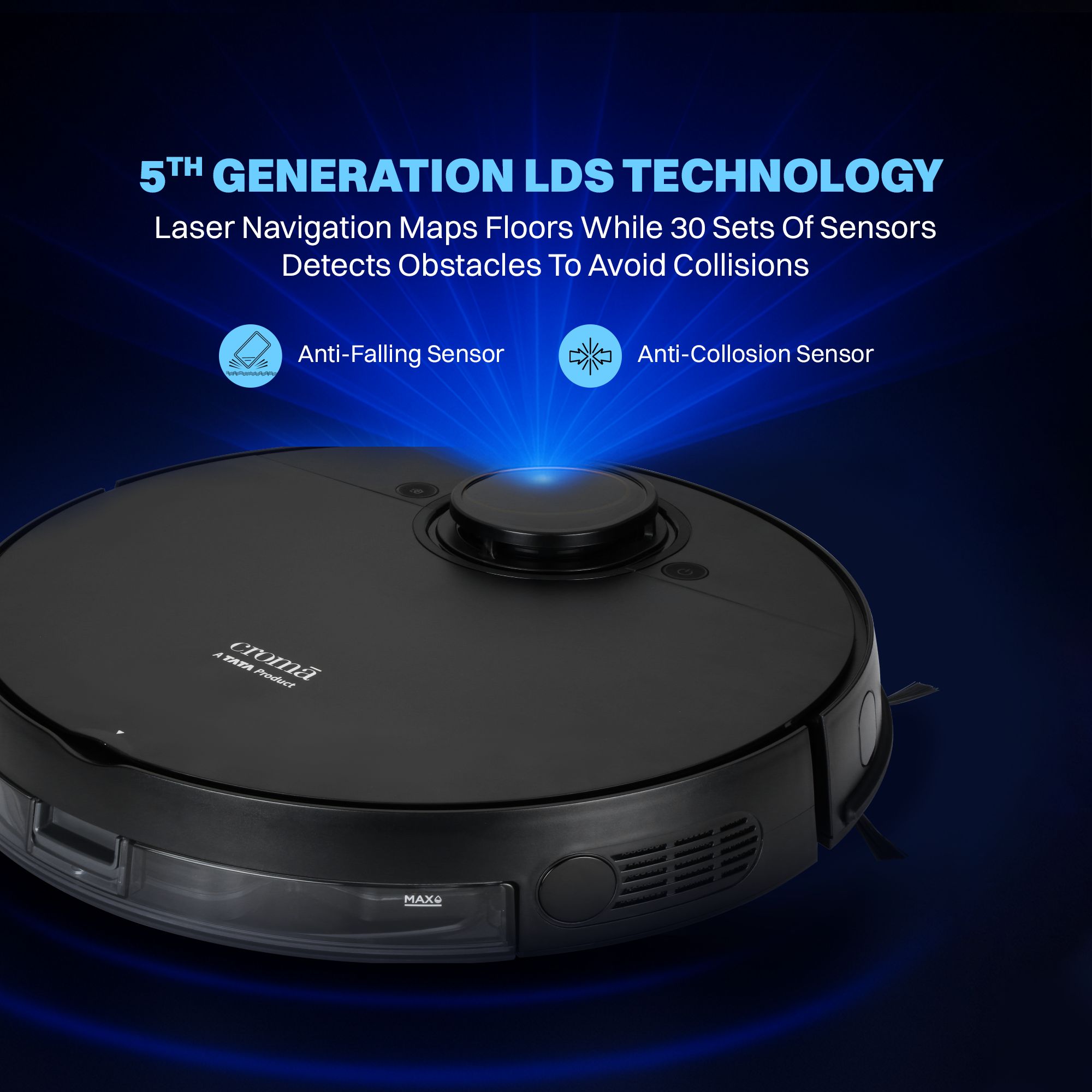 Croma AV5005 Robotic Vacuum Cleaner with 5th Gen LDS Technology (Automatic Self Charging, Black) Croma AV5005 Robotic Vacuum Cleaner with 5th Gen LDS Technology (Automatic Self Charging, Black)_18