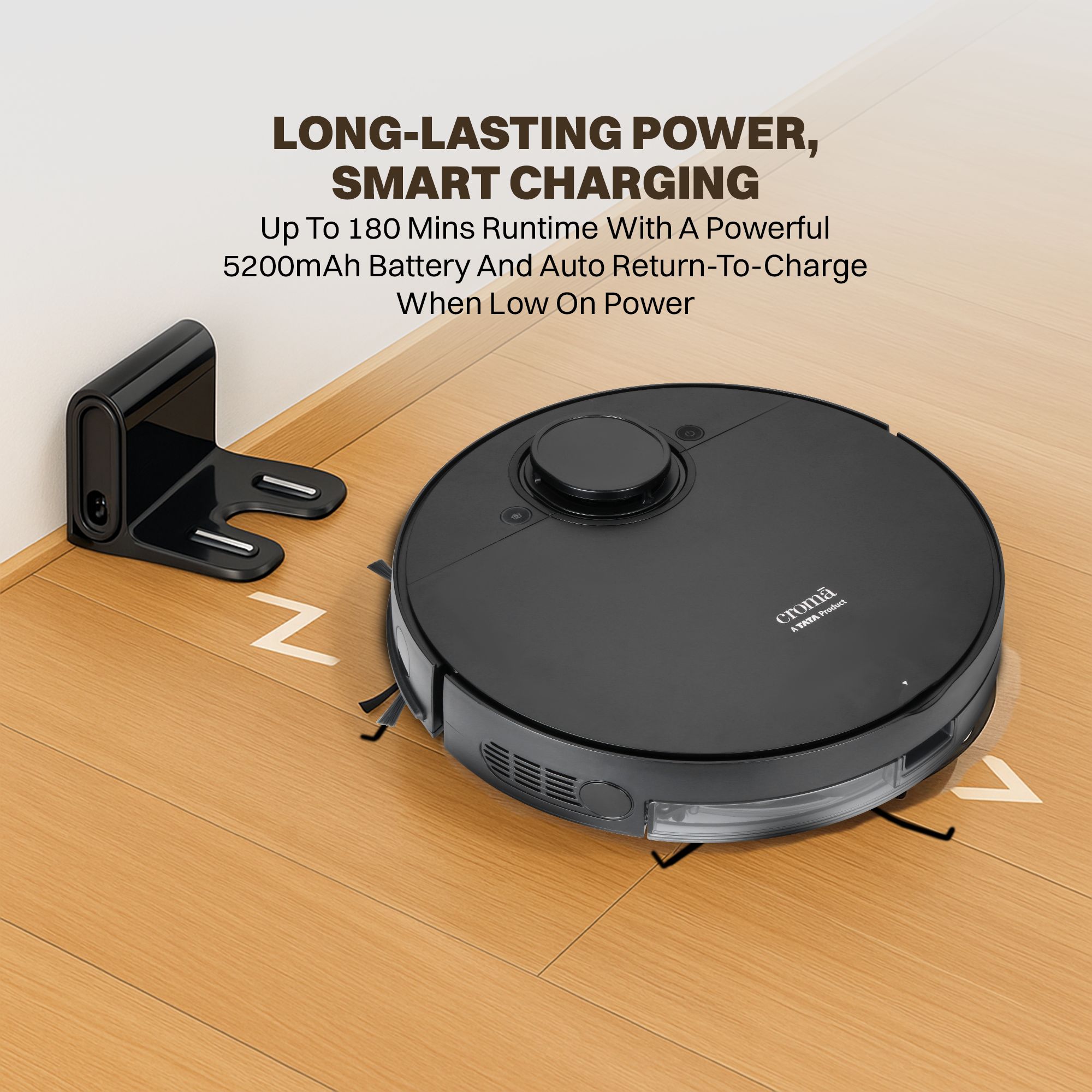 Croma AV5005 Robotic Vacuum Cleaner with 5th Gen LDS Technology (Automatic Self Charging, Black) Croma AV5005 Robotic Vacuum Cleaner with 5th Gen LDS Technology (Automatic Self Charging, Black)_20
