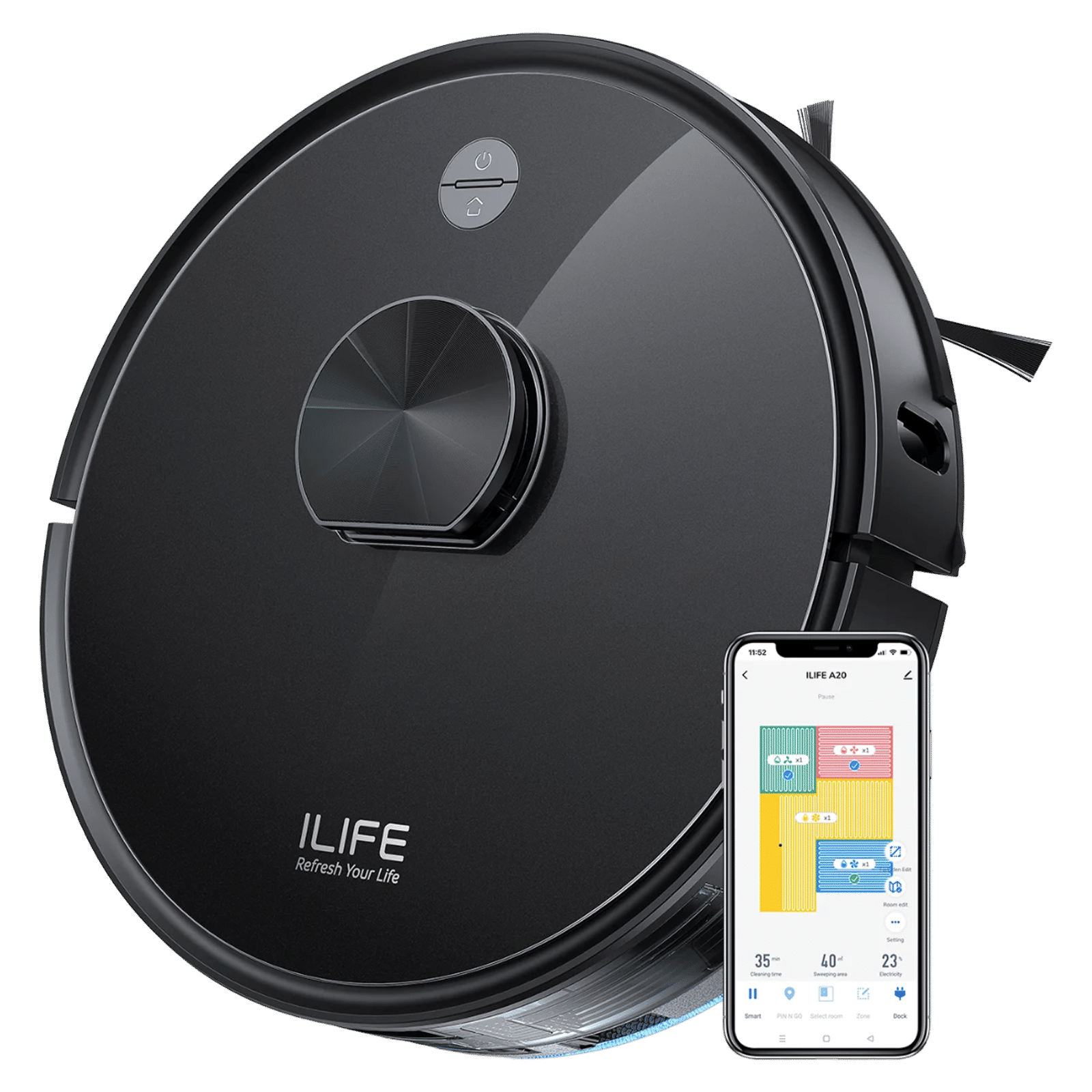ILIFE A20 Robotic Vacuum Cleaner & Mop with Wi-Fi Connectivity (Alexa & Google Assistant, Black) ILIFE A20 Robotic Vacuum Cleaner & Mop with Wi-Fi Connectivity (Alexa & Google Assistant, Black)_2