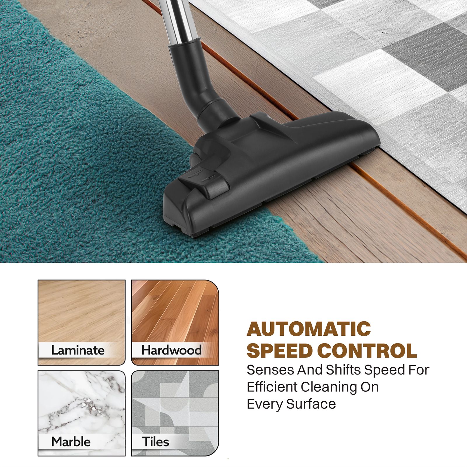 Croma 1600W Dry Vacuum Cleaner with AutoCord Winder (2025 model,High Efficiency Cyclone System, Grey)_2
