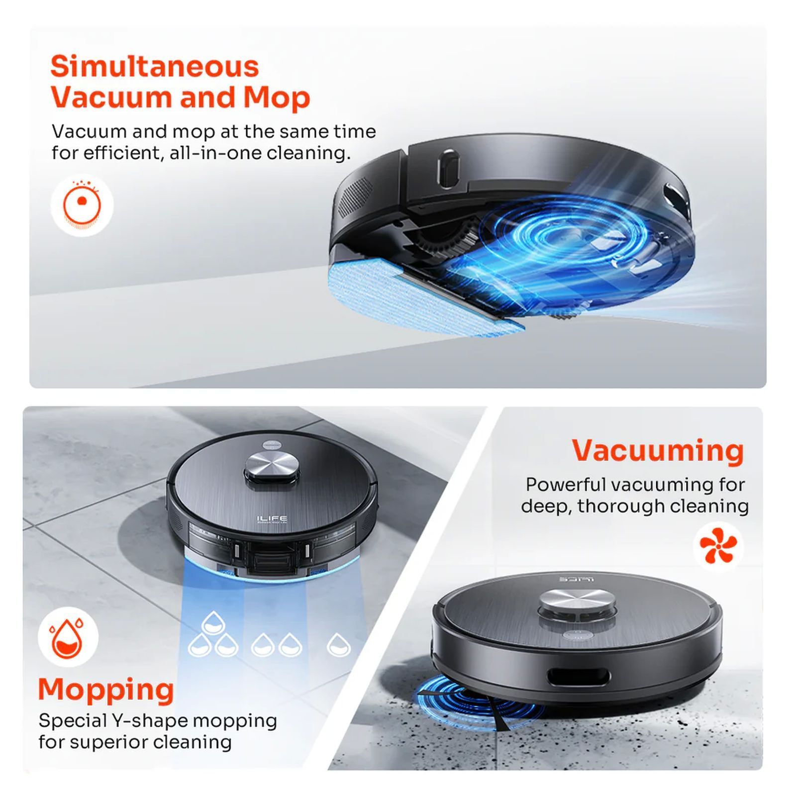 ILIFE T20s Pro Robotic Vacuum Cleaner & Mop with Advanced LiDAR Navigation (5200 mAh Battery, Space Gray) ILIFE T20s Pro Robotic Vacuum Cleaner & Mop with Advanced LiDAR Navigation (5200 mAh Battery, Space Gray)_7