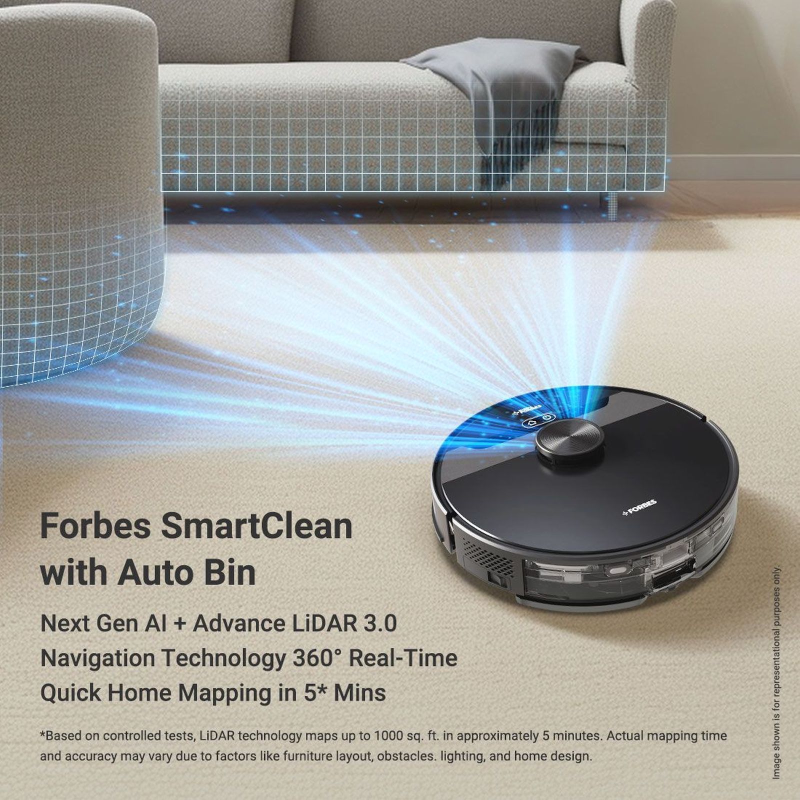 EUREKA FORBES Smartclean Robotic Vacuum Cleaner & Mop with Wi-Fi Connectivity (Smart Voice Control, Black & Orange) EUREKA FORBES Smartclean Robotic Vacuum Cleaner & Mop with Wi-Fi Connectivity (Smart Voice Control, Black & Orange)_3