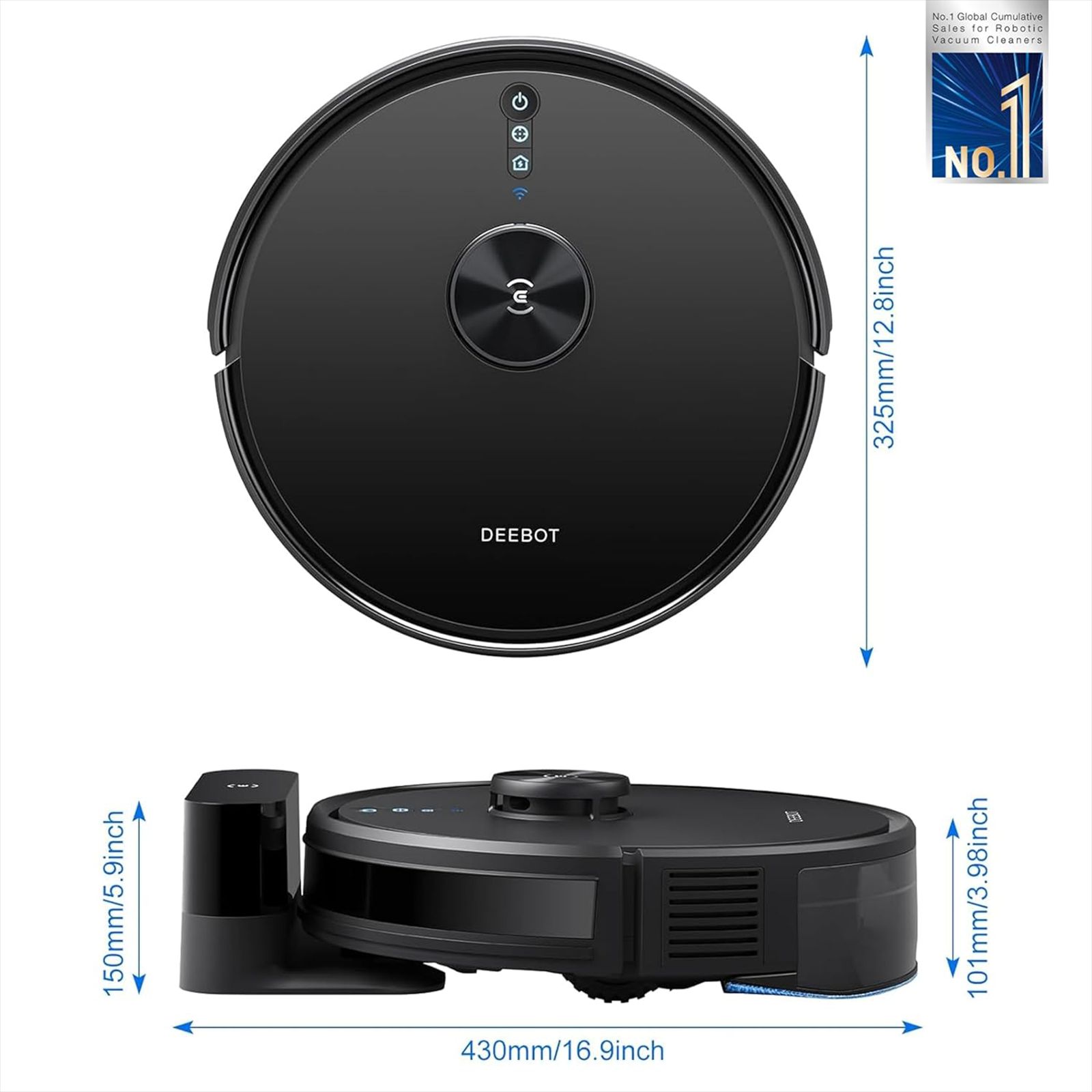 ECOVACS Deebot Y1 Pro Robotic Vacuum Cleaner & Mop with Wi-Fi Connectivity (5200 mAh Battery, Black)_3