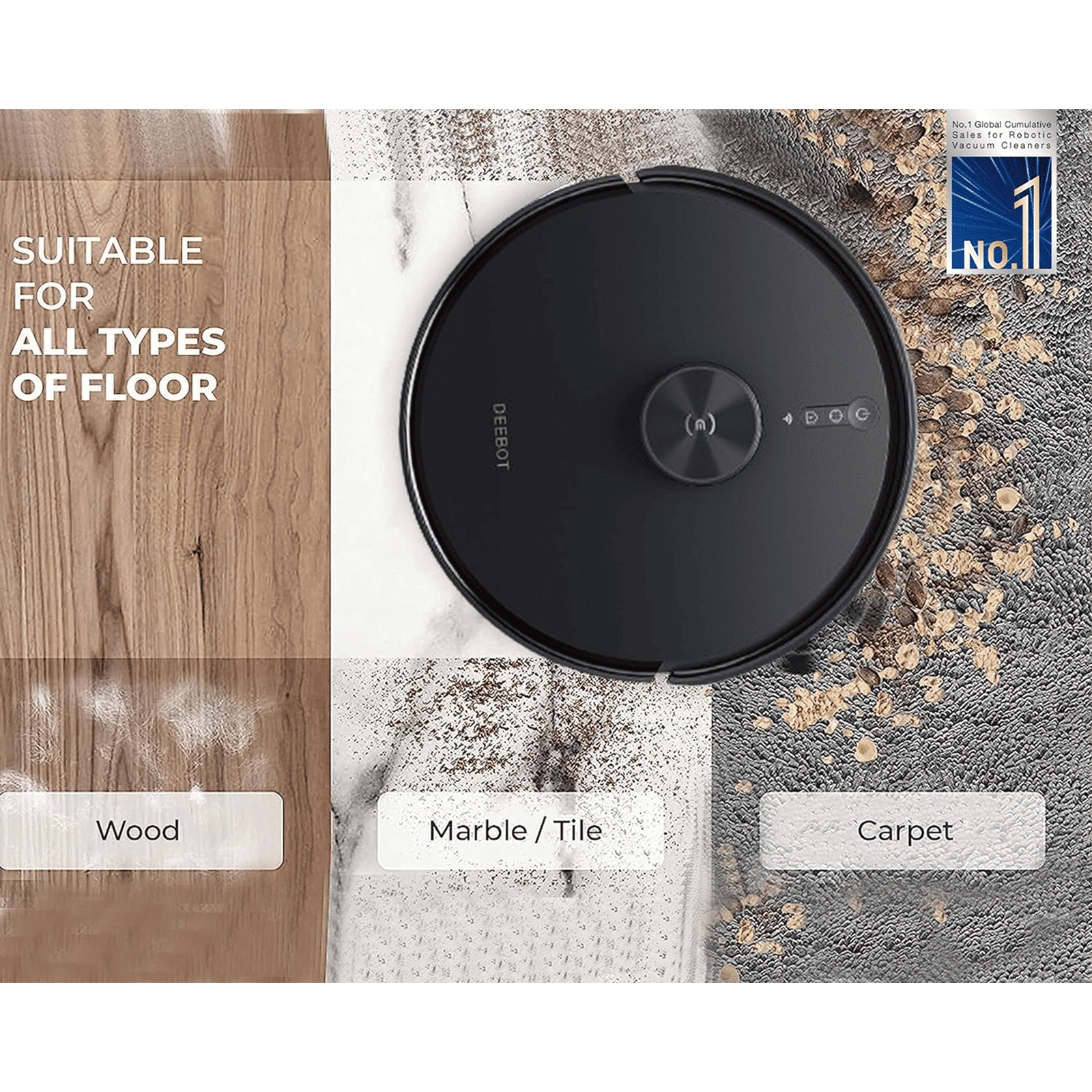 ECOVACS Deebot Y1 Pro Robotic Vacuum Cleaner & Mop with Wi-Fi Connectivity (5200 mAh Battery, Black)_5