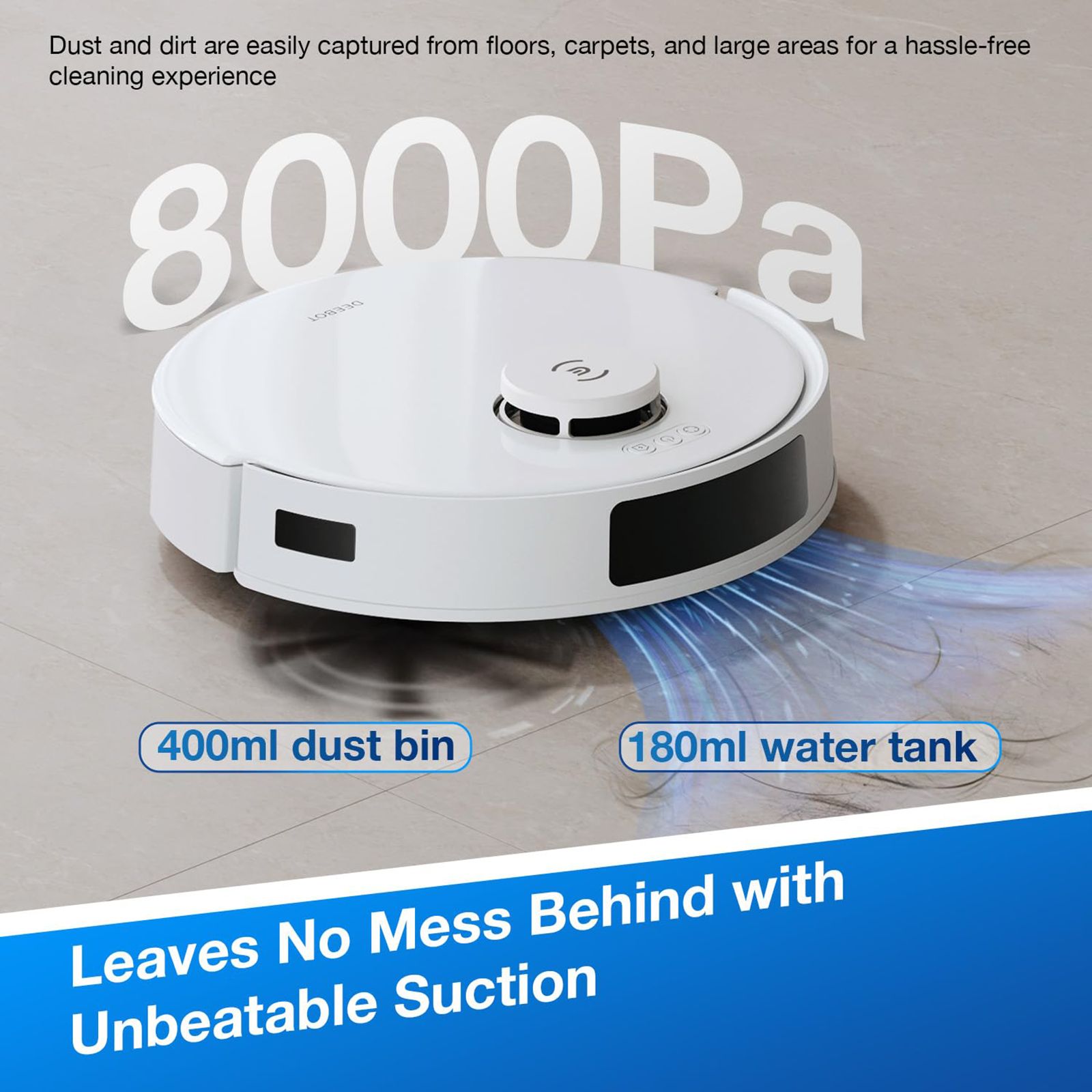 ECOVACS Deebot N20 Pro Robotic Vacuum Cleaner & Mop with ZeroTangle Anti Tangle Technology (OZMO Pro 2.0 Vibrating Mopping System, White)_7