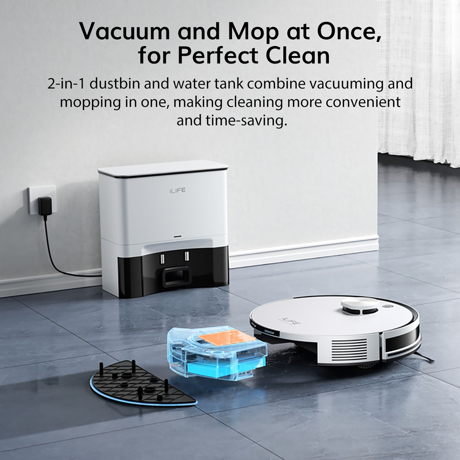 ILIFE A30 Pro Robotic Vacuum Cleaner & Mop with Self-Empty Station (Alexa & Google Assistant, White) ILIFE A30 Pro Robotic Vacuum Cleaner & Mop with Self-Empty Station (Alexa & Google Assistant, White)_5