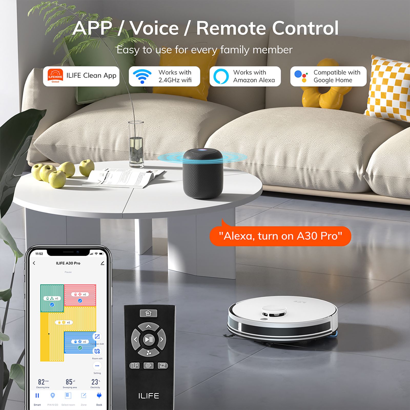 ILIFE A30 Pro Robotic Vacuum Cleaner & Mop with Self-Empty Station (Alexa & Google Assistant, White) ILIFE A30 Pro Robotic Vacuum Cleaner & Mop with Self-Empty Station (Alexa & Google Assistant, White)_7